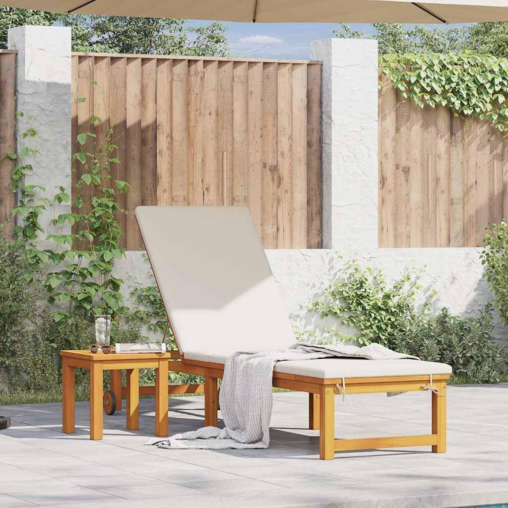 vidaXL Transat Marron 202 x 53 x 89 cm Bois d'Acacia Massif, Mobilier extérieur Moderne, transat Adjustable, Fauteuil Patio Minimaliste, résistant aux intempéries