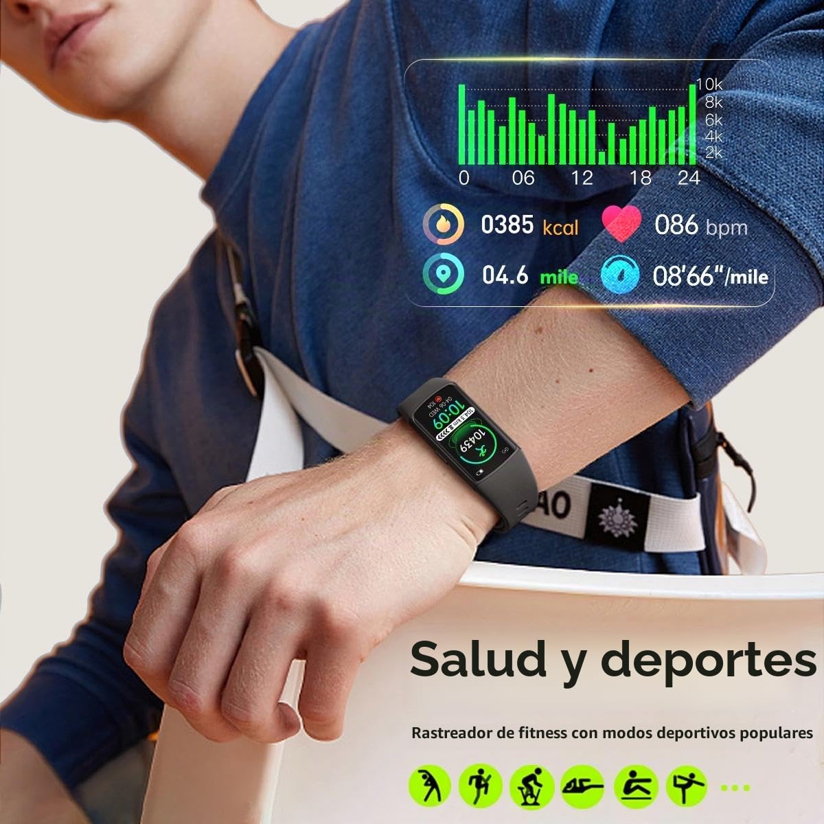 FITVII FINO 2 Slim Fitness Tracker, reloj inteligente con oxígeno en sangre, monitor de sueño, frecuencia cardíaca 24/7 y presión arterial, IP68 impermeable, seguimiento de actividad de salud con
