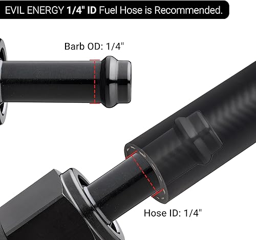 Vista 101 de EVIL ENERGY 8AN hembra a manguera de púas de 1/2 pulgada giratoria de 45 grados