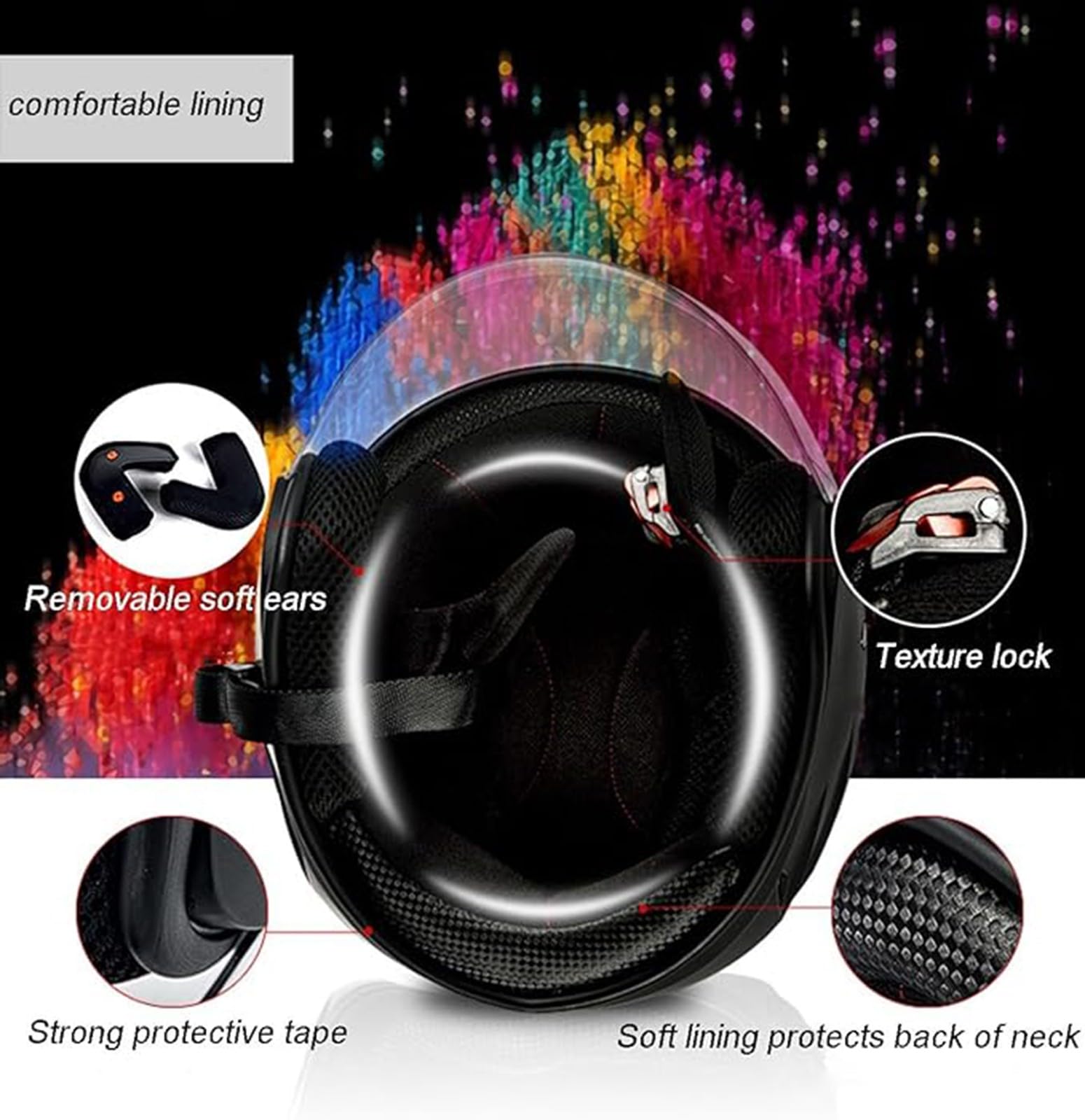 Casco Moto retrò Casco Jet Bluetooth Casco Scooter con Visiera Casco Ciclomotore Bluetooth 3/4 Donna Uomo Casco Aperto Omologato ECE D,S55-56CM