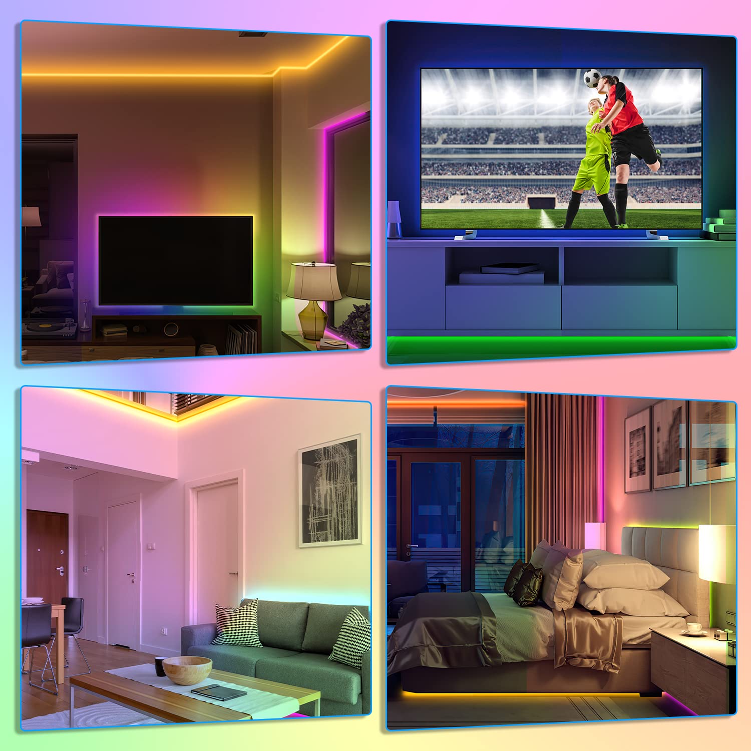 Striscia LED RGB 1 Metro Con Telecomando – SMD 5050, Autoadesiva, 30 LED, Per TV, Cucina, Feste, 44 Tasti