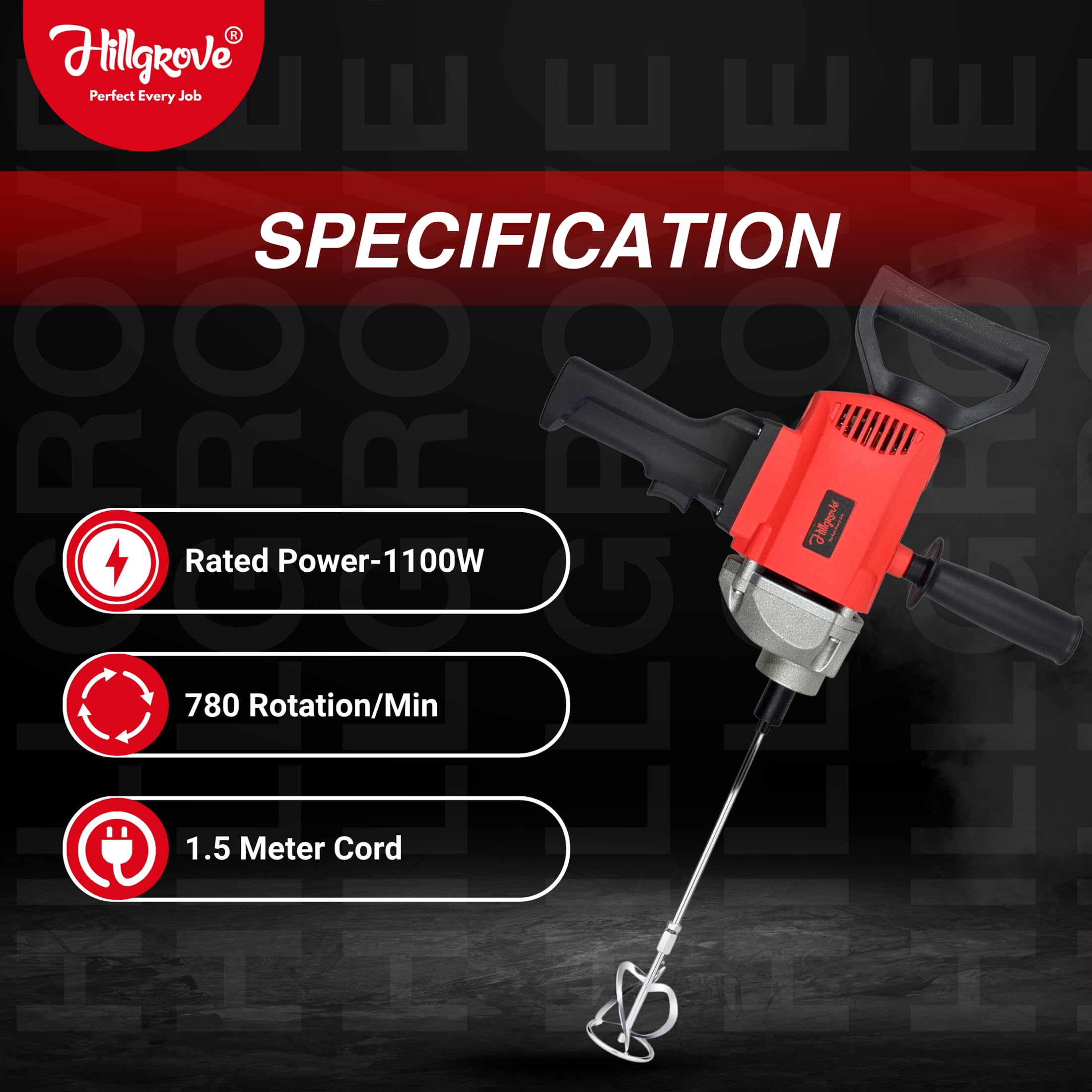 Hillgrove Mixer: Powerful Wall Putty Cement Mixer -3