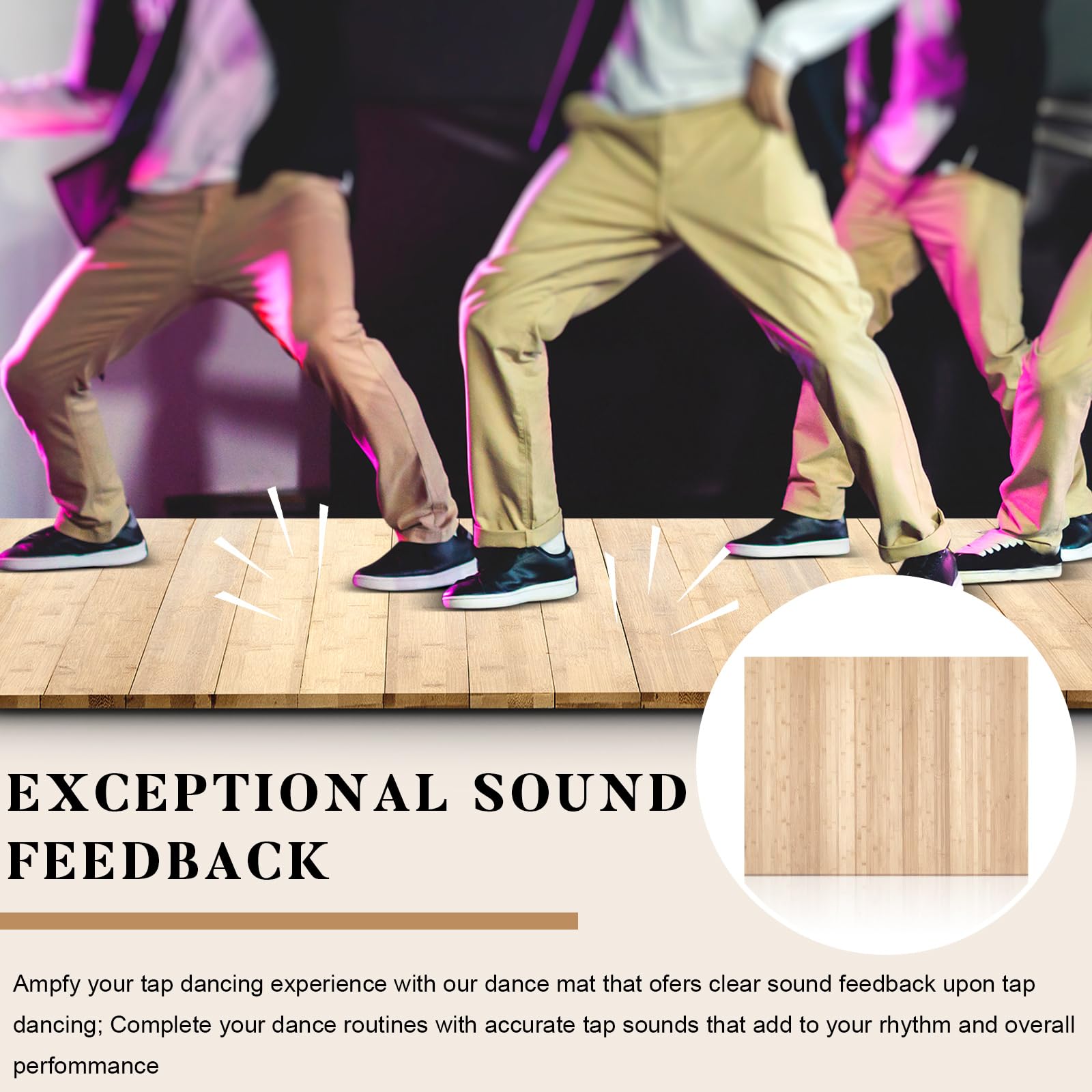 Drydiet Tap Mat Dance Mat Portable Tap Board Made of 8 mm Thick Solid Bamboo with Clear Sound Feedback Portable Heavy Duty Dance Floor Mat Exercise Flooring Professional Student