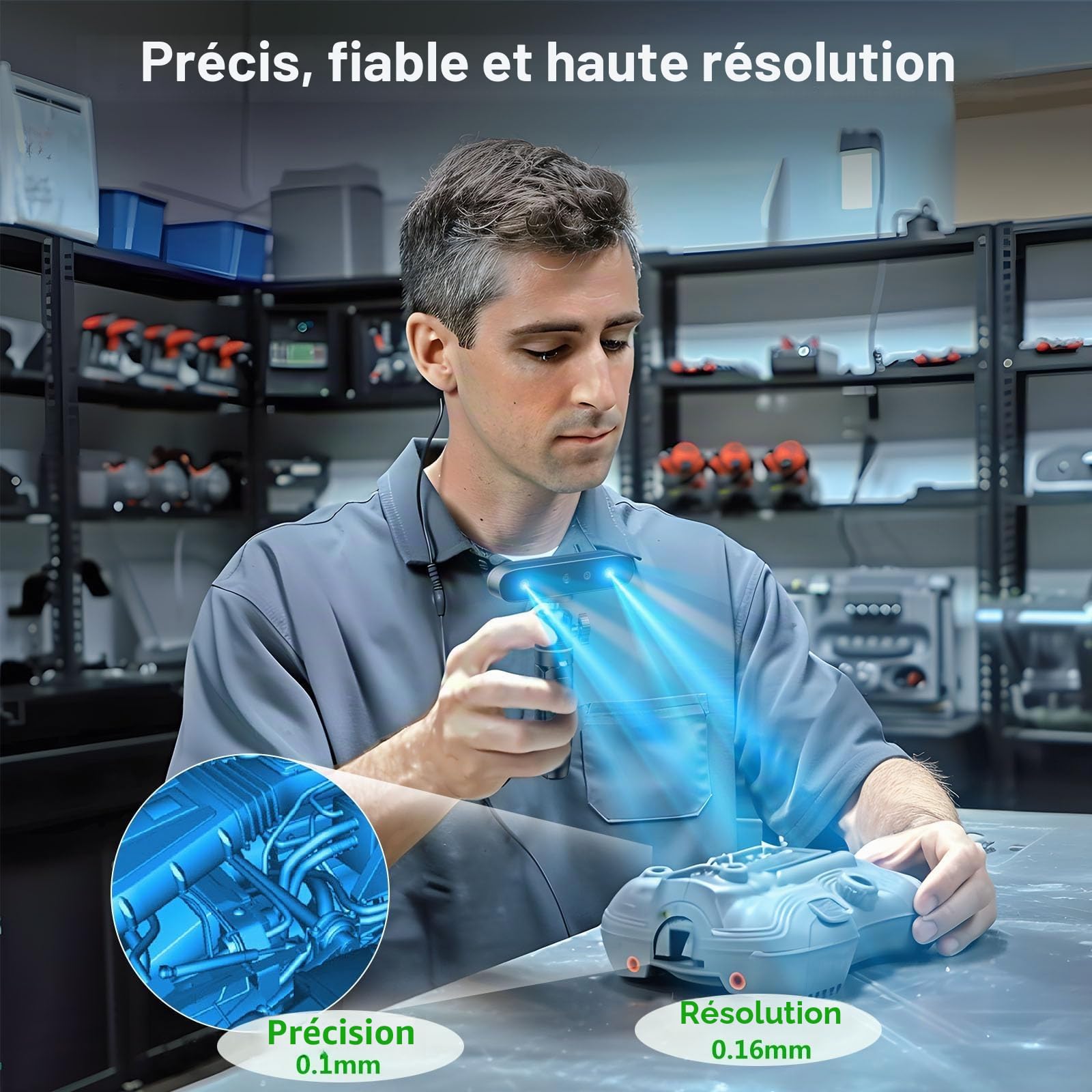 Creality CR-Ferret SE Scanner 3D pour impression 3D, anti-tremblement, précision de 0,1 mm, vitesse de numérisation de 30 fps en couleur, scanner 3D de bureau amélioré pour poils de corps, objets non