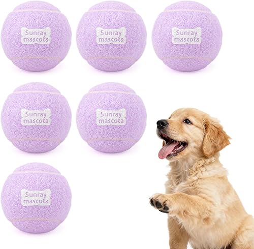 Miniatura 14 de Pelotas de tenis para perros de 2.5 pulgadas, paquete de 6 unidades, rebote silencioso, núcleo de goma resistente, juguetes duraderos para jugar en