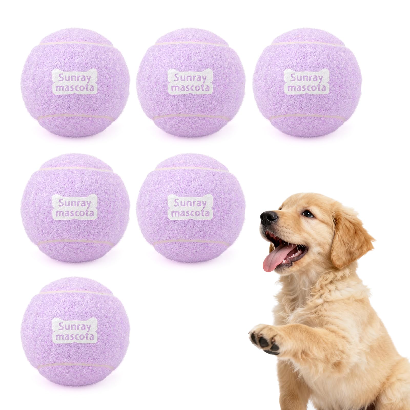 Sunraymascota 6-Pack Tennis Balls for Dogs Fetch Toys,for Beginner Practice