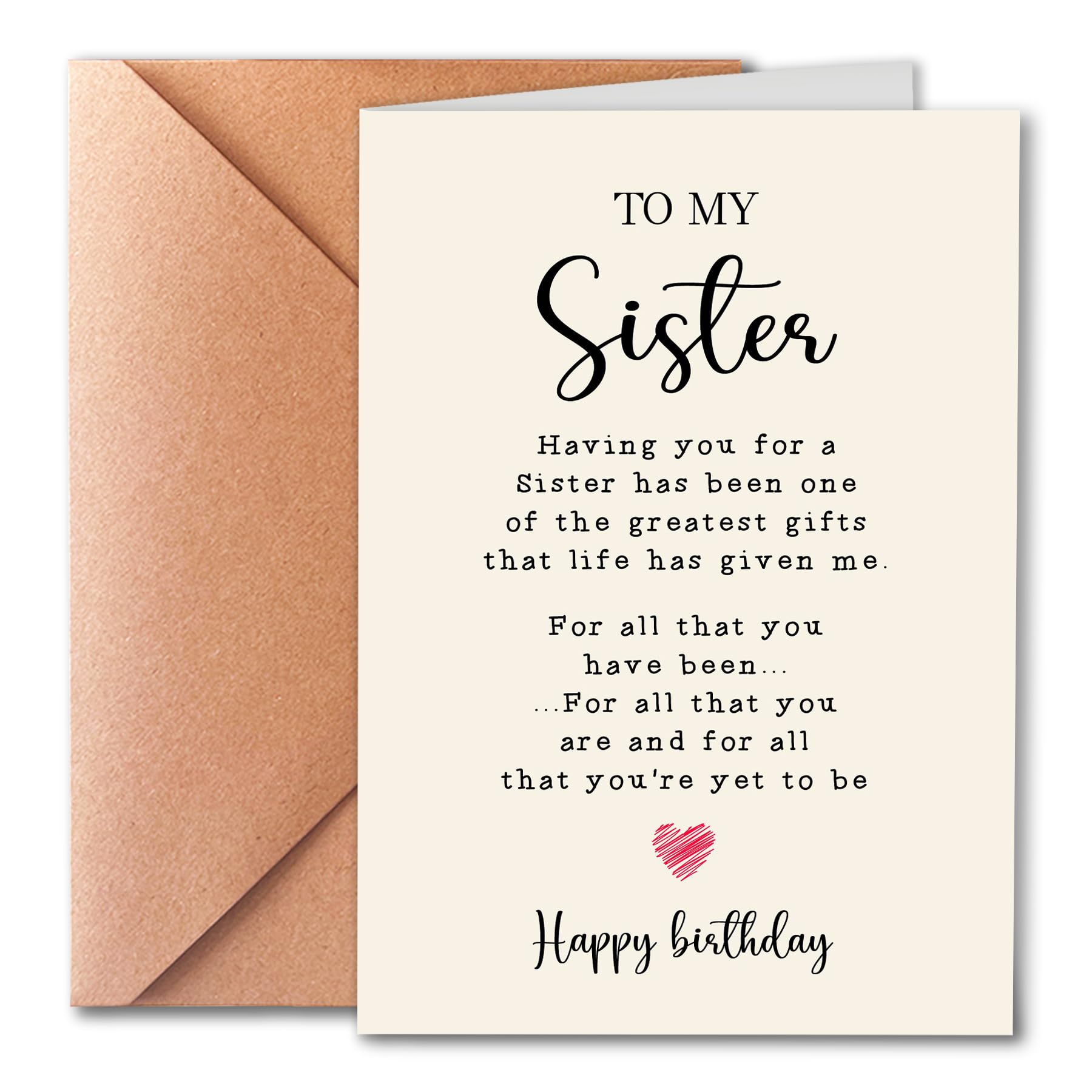 PTRUKD, Funny Birthday Card for My Sister, She Is The Best Gift In My Life, Birthday Card for Sister, Universal Birthday Wishes, Timeless Family