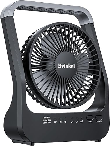 Ventilador a batería, ventilador de escritorio portátil de 10000 mAh con temporizador, 3 velocidades, silencioso, rotación de 180, ventilador