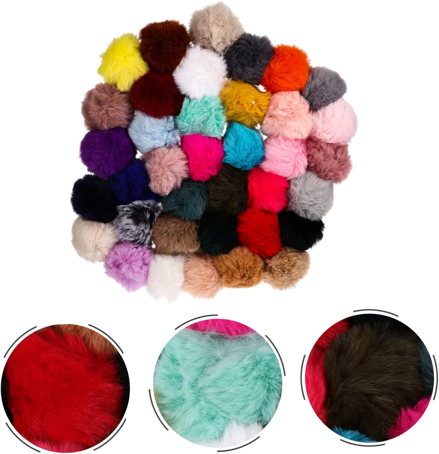 STOBOK 37pcs Faux Fur Pom Poms Artificial Fur for Crafts Clothing Hats Shoes and Scarves Soft Lightweight Decorative Accessories for Creative Projects