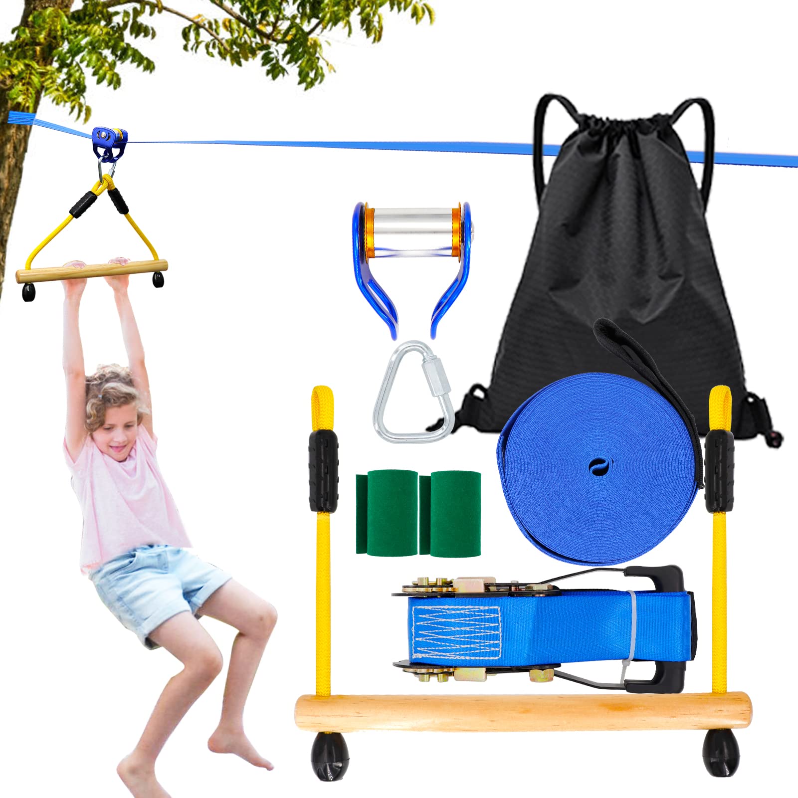 Buy Wikbok Ninja Slider Slackline Pulley with 50ft Ninja Slackline Zip