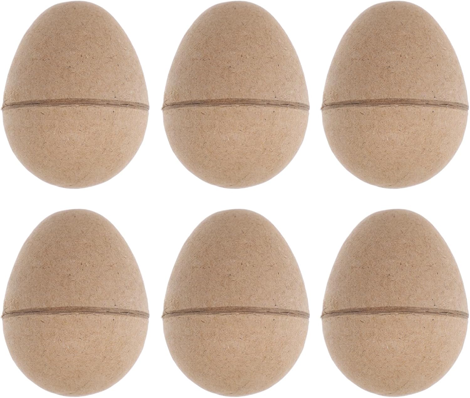 OHPHCALL DIY Paper Mache Easter Eggs, 6pcs Easter Craft Supplies Blank Paper Eggs Fillable Paint Your Own Eggs Paintable Craft Eggs for Easter Party Ornaments Khaki