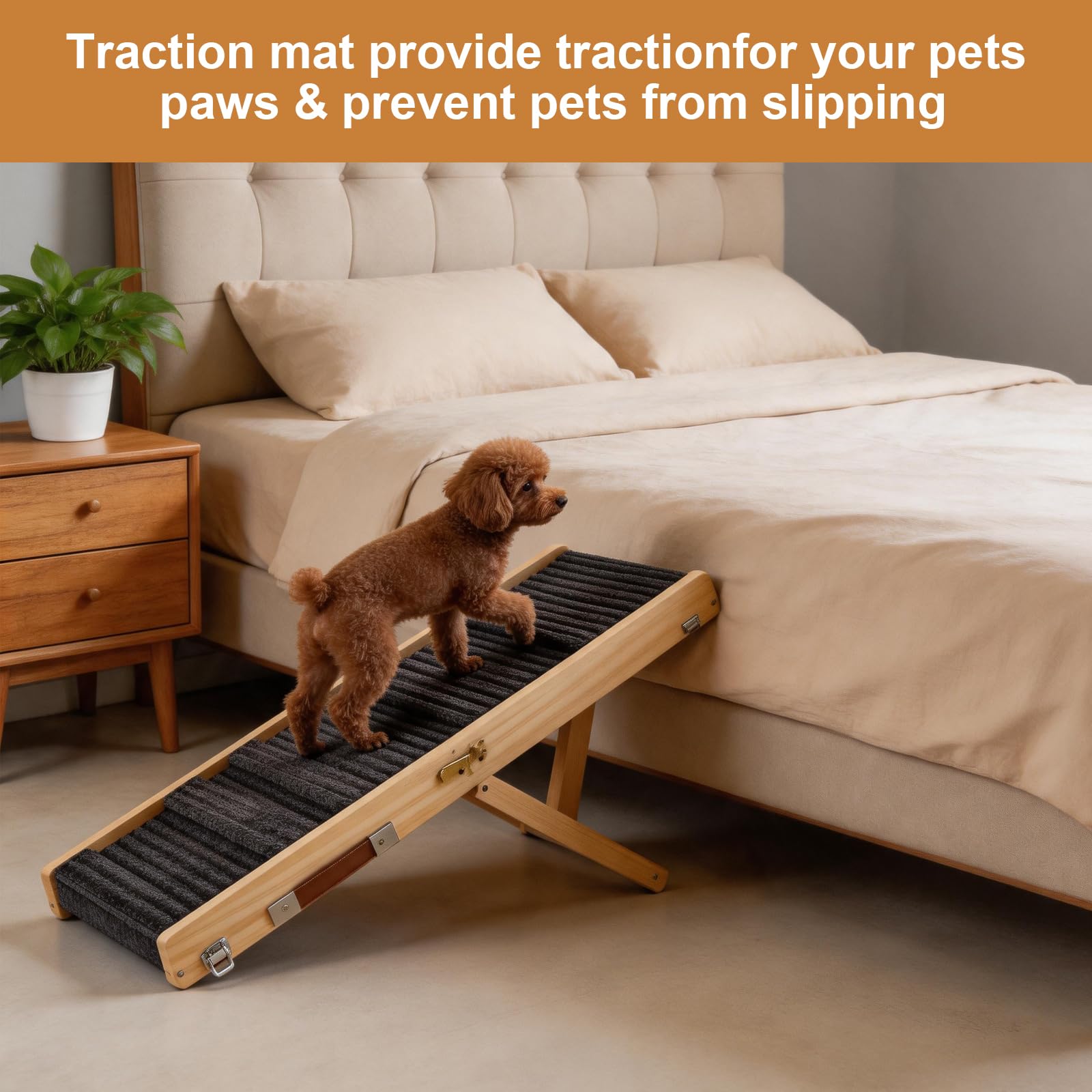 Rampe de chien antidérapante, pliable, extra large, charge jusqu'à 50 kg, réglable, pour petits chiens, canapé, lit et voiture