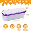 2 Pack Ice Cream Containers 1.5L, Long Ice Cream Tub with Lids & Non-Slip Base, Reusable Freezer Food Storage Containers for Homemade Gelato Frozen Yoghurt Sorbet BPA-Free