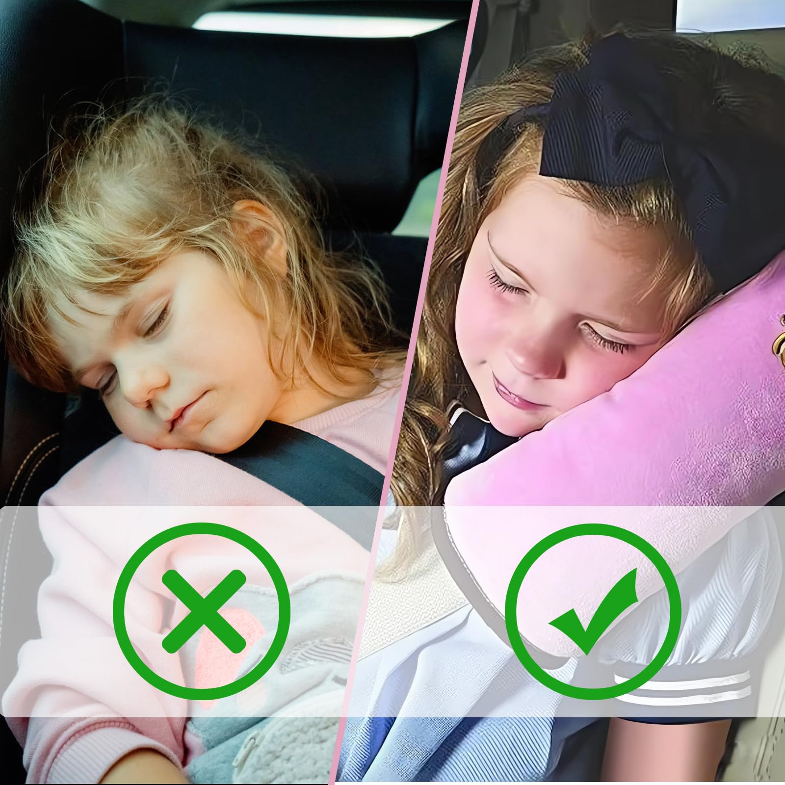 2 protezioni per cinture per bambini, imbottiture per cinture per auto, rimovibili, adatte per l'uso durante le uscite e i viaggi e durante il sonno dei bambini