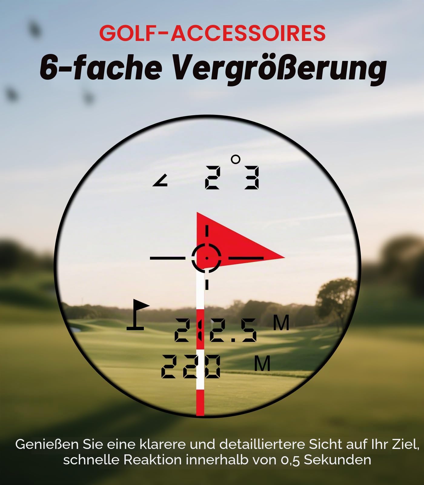 Golf Entfernungsmesser mit Steigung, 1000M Entfernungsmesser Golf, 6-fache Vergrößerung, Fahnenmastverriegelung Vibration, wiederaufladbarer Golf-Entfernungsmesser