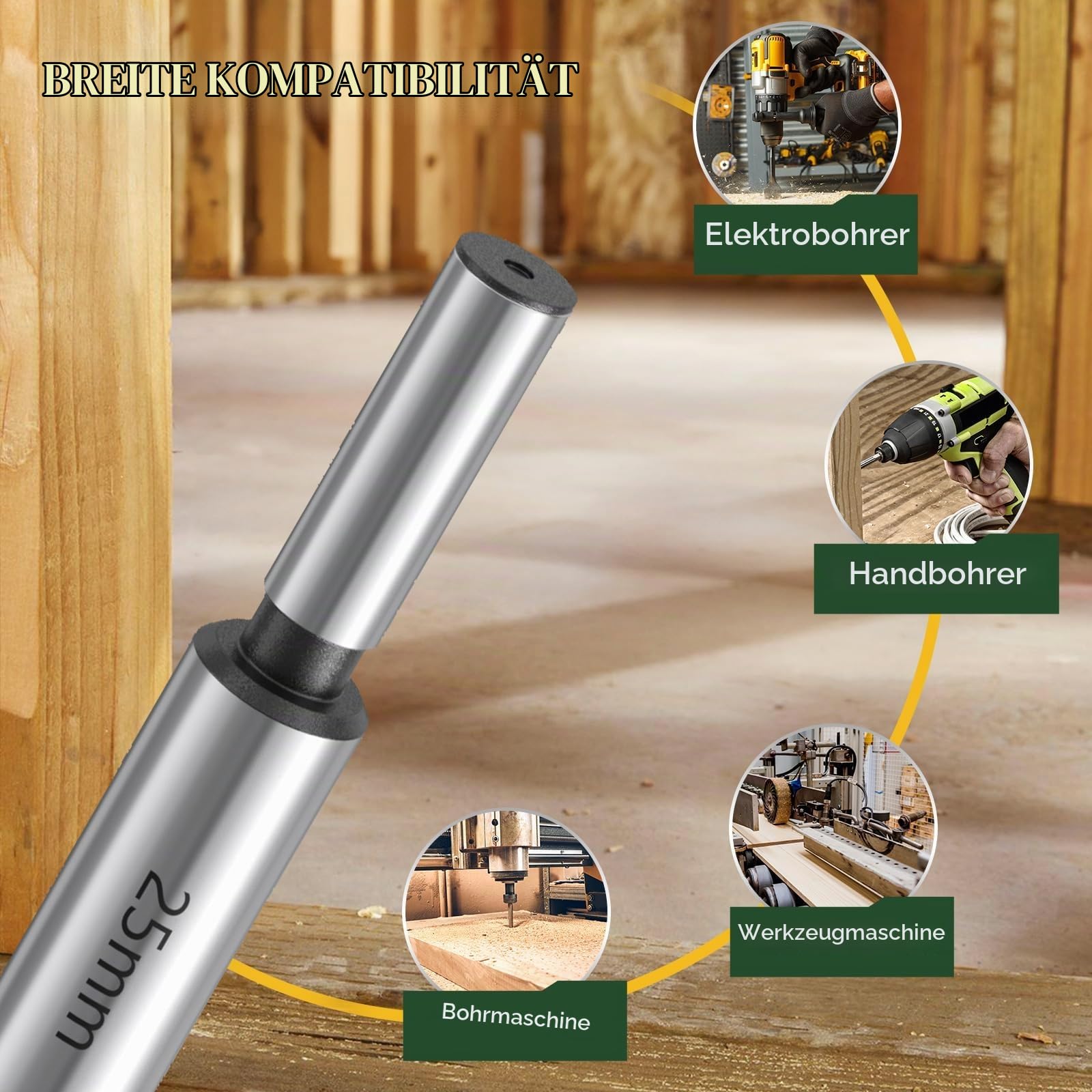WildFun Forstnerbohrer Set 16tlg für Holz, Hochwertige Forstnerbohrer für die Holzbearbeitung, Holzbohren mit Rundschaft, Bohrerzubehör, Ø6-54mm mit Aufbewahrungskoffer