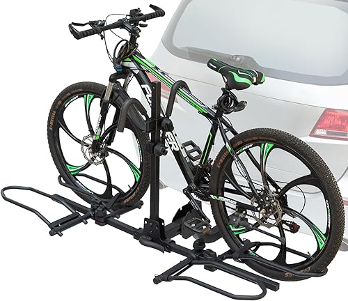 Soporte de enganche de plataforma para 2 bicicletas, soporte plegable para bicicletas eléctricas para neumáticos gruesos de hasta 200 libras,