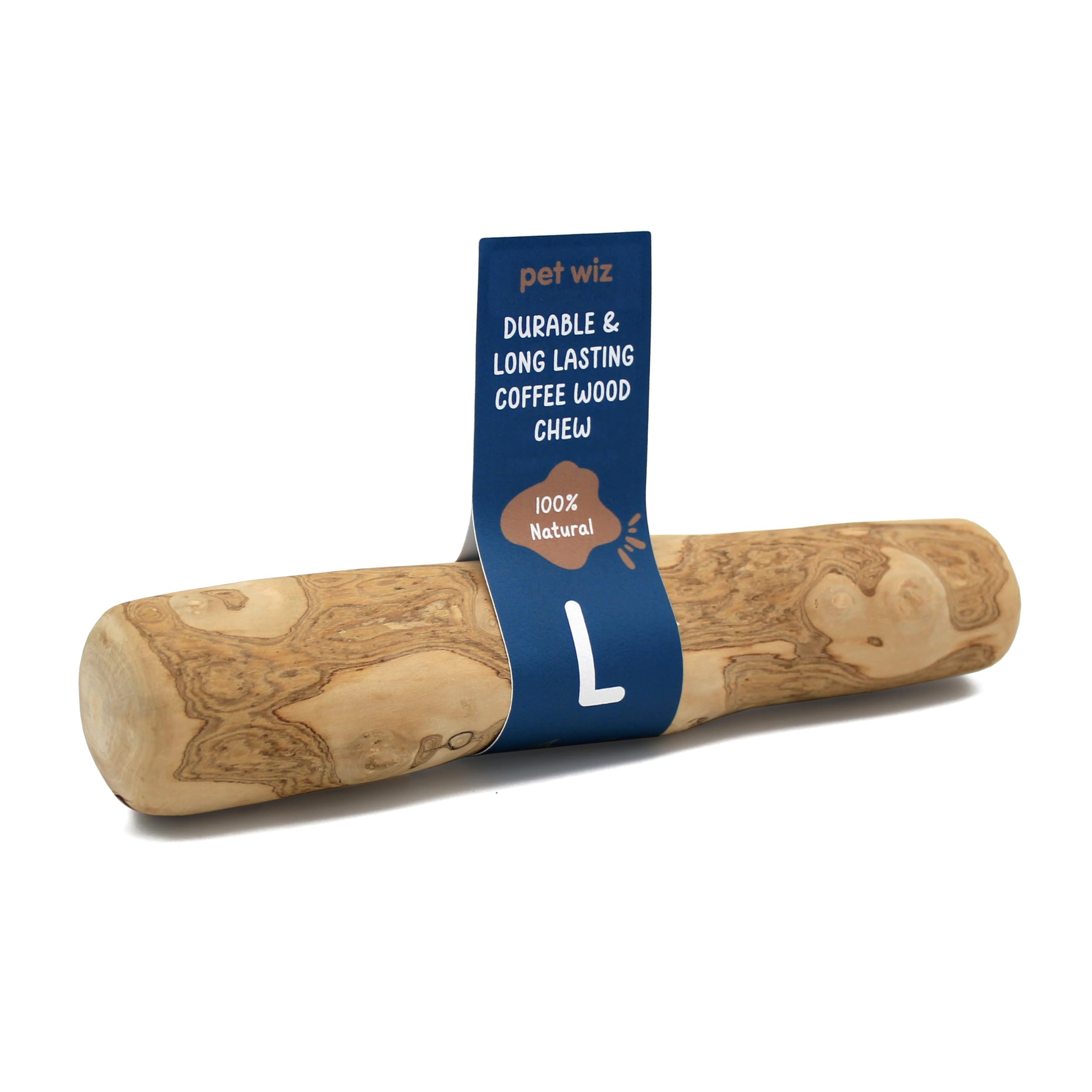 pet wiz Wood Dog Chews | Helps Oral Hygiene, Provides Mental Stimulation and Reduce Stress | Natural, Durable, and Sustainable (Large, Coffee Wood)