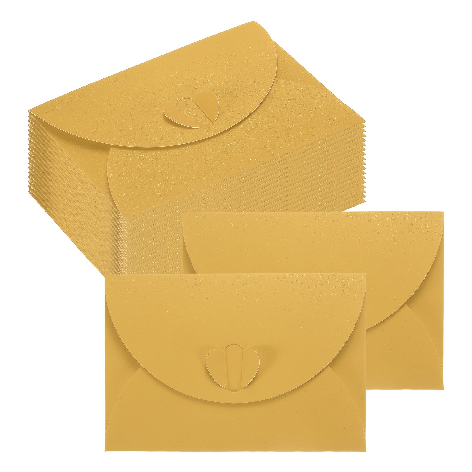 PATIKIL Mini Card Envelopes 105x72mm, 50PCS Cute Envelopes Holder with Heart Clasp for Birthday Weddings Favors Business Greeting Cards, Gold