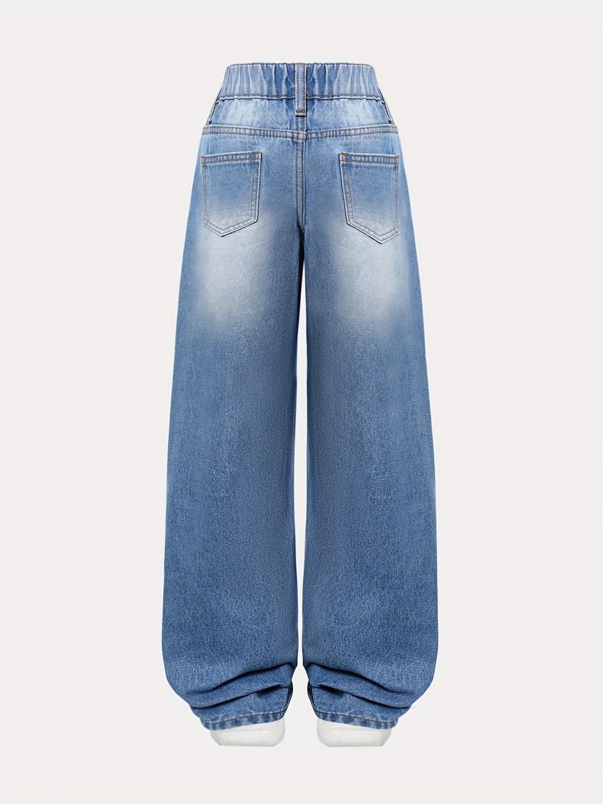 PantalóN NiñA-Pantalones Vaqueros Holgados De Pierna Ancha para NiñAs, Pantalones De Mezclilla con Cintura Alta EláStica, Lindos Pantalones con Lazo, Ropa De Calle Informal para NiñOs