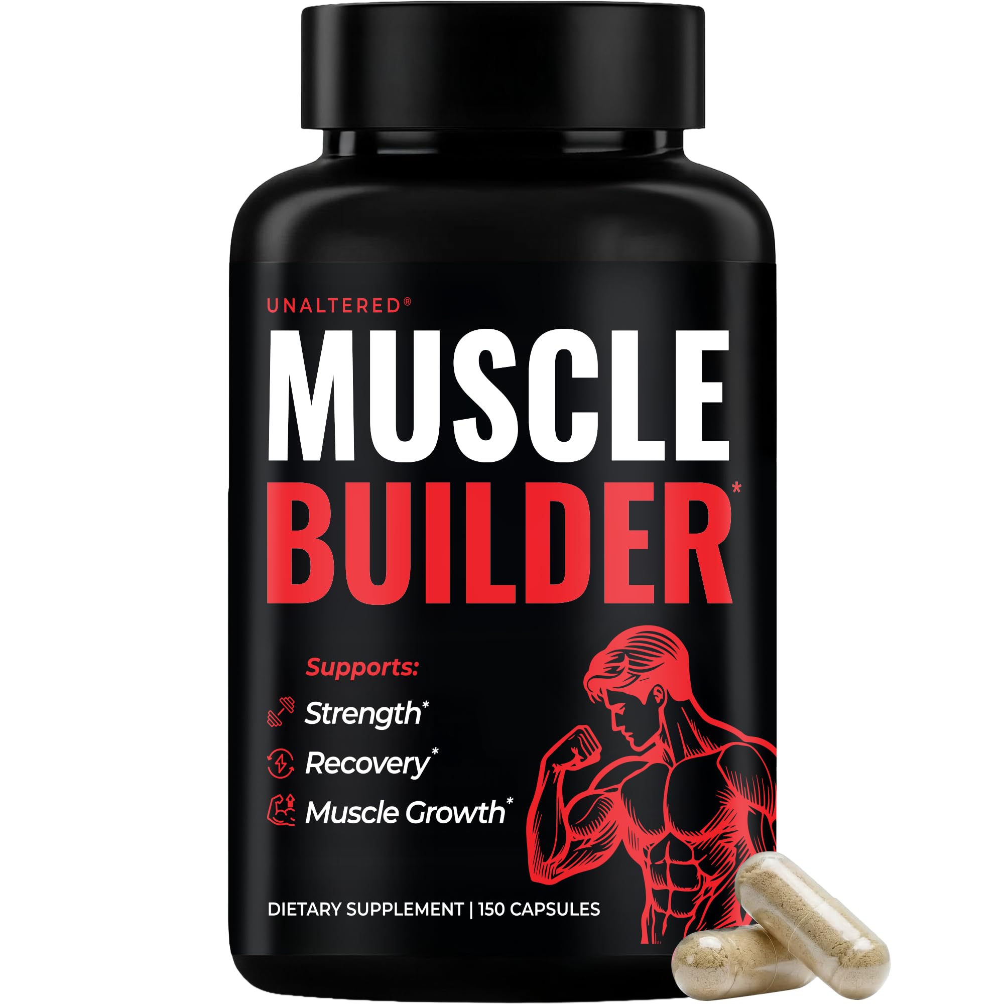 UNALTERED Anabolic Muscle Builder for Men - Growth, Size, Strength - Natural Muscle Building Supplement & Energy Booster - Tribulus Terrestris, Ginseng, Vitamin D3, Ashwagandha - 150 Capsules