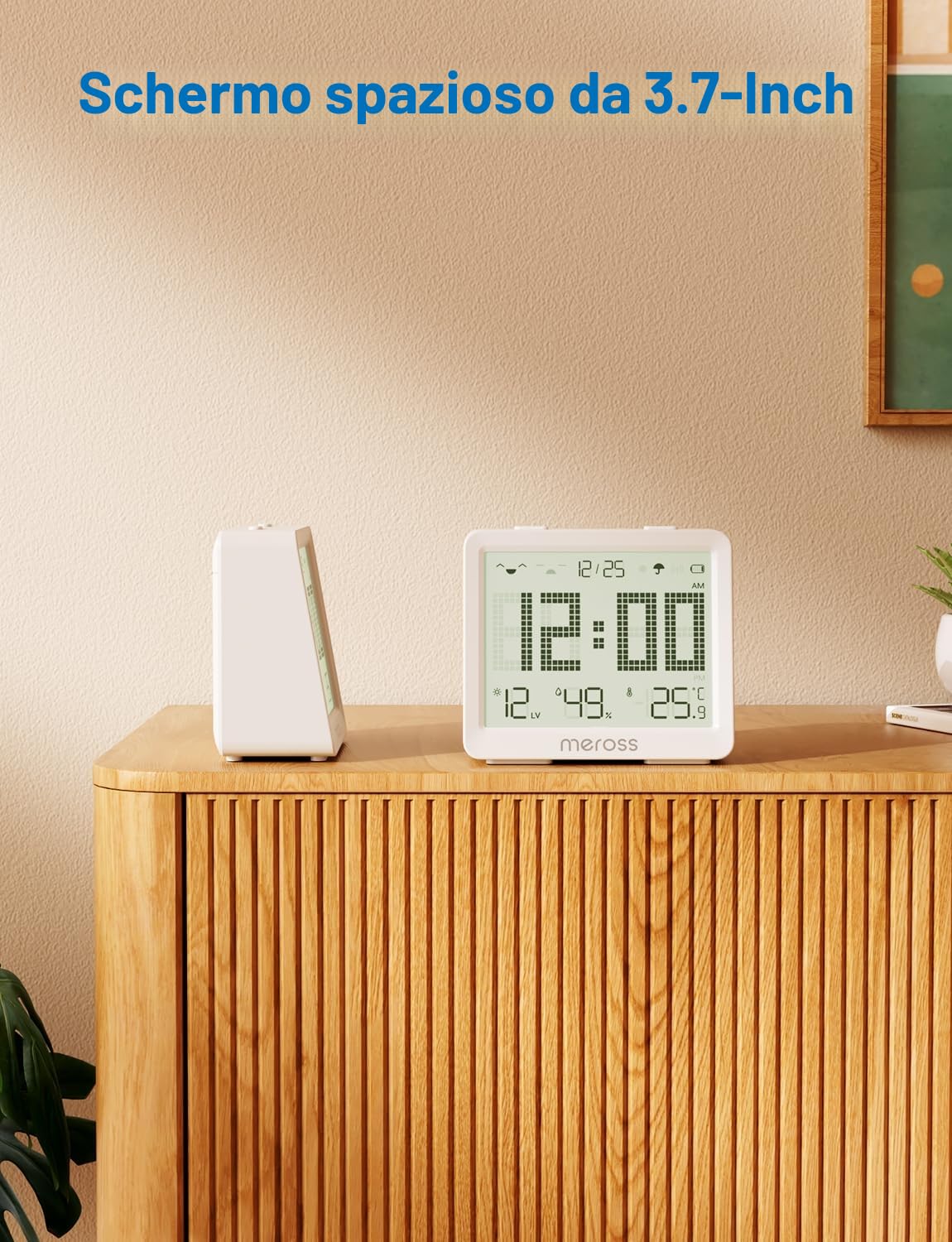 Meross Termometro Ambiente Interno WiFi, Termometro Igrometro WiFi con Allarme di Notifica, 3 Anni Durata Batteria, Compatibile con Matter, Apple HomeKit, Alexa e Google Home (Richiede un Hub)
