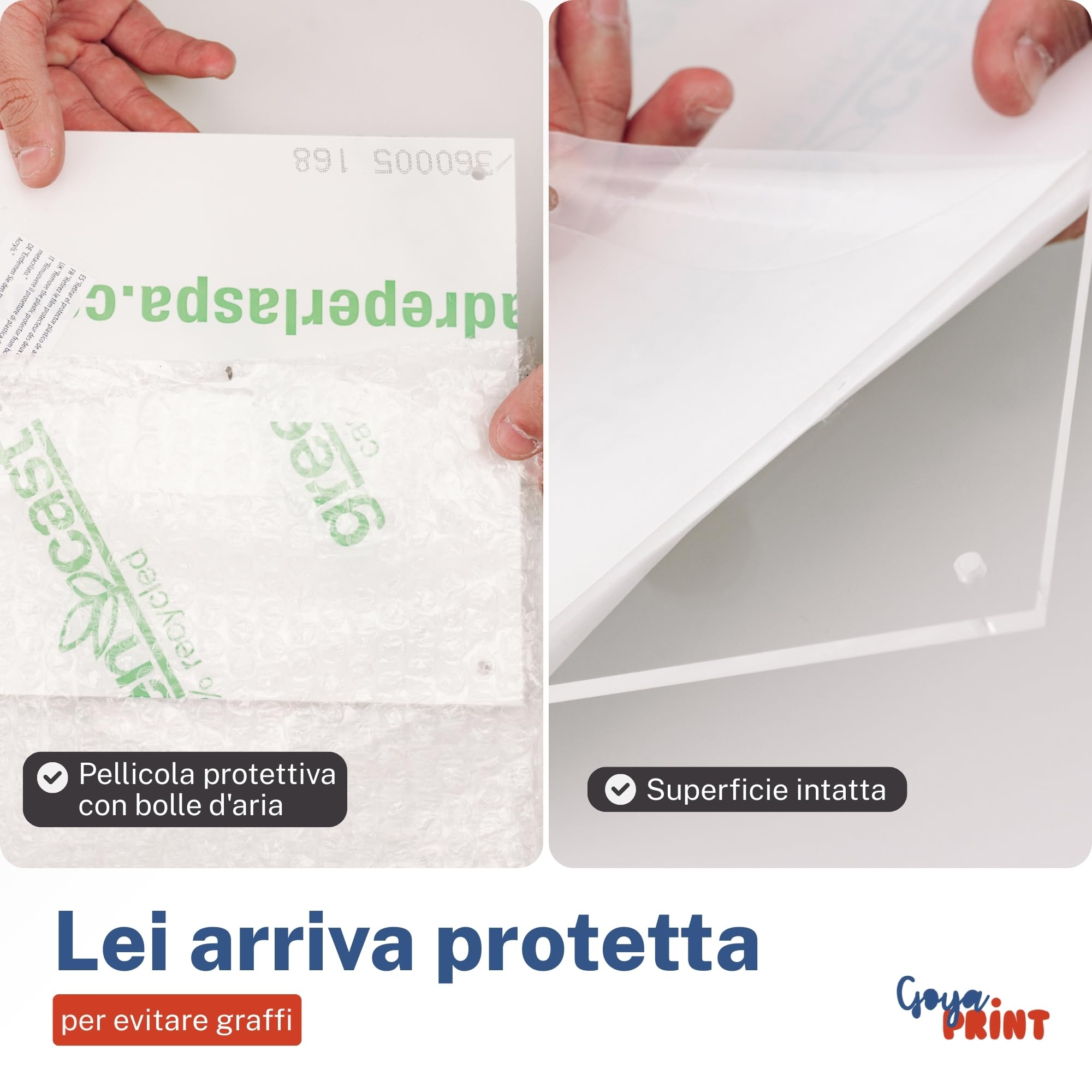 GOYAPRINT | Targa in Plexiglass Trasparente A4 3+3 mm – Doppia Lastra Acrilica con Distanziatori, Fissaggio a Parete per Documenti, Foto e Segnaletica (A4-21X29,7 CM, 3+3 MM)