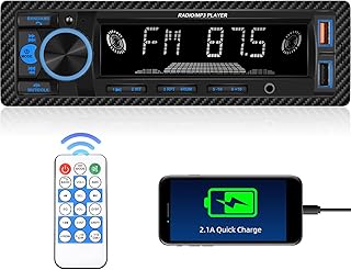 UNITOPSCI Single Din Bluetooth Multimedia Car Stereo Radio Bluetooth Hands-Free Calling Audio Receiver FM Radio Car MP3 Player AUX in/Dual USB Port Digital Media, Fast Charging with Remote Control