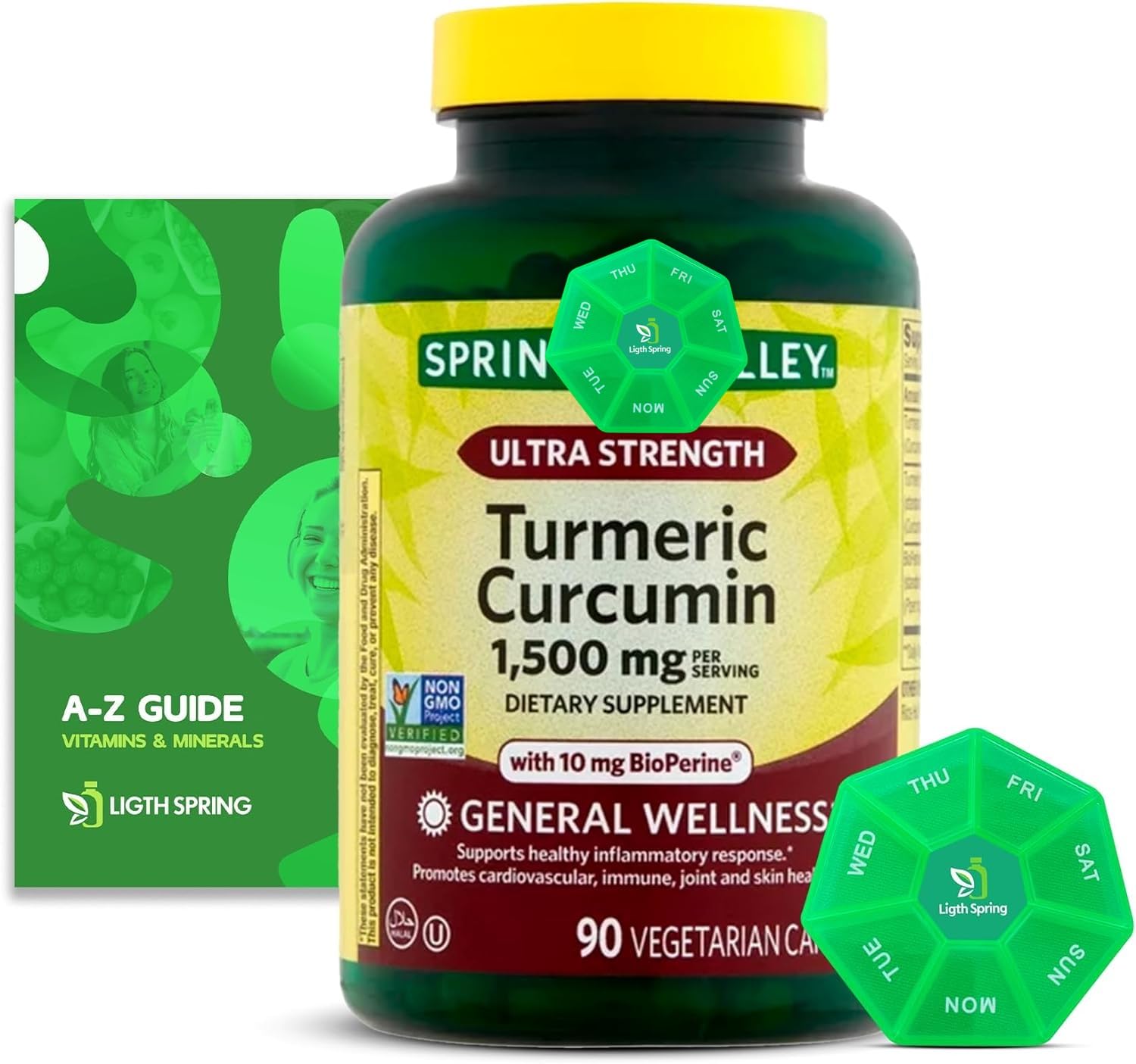 Ligth Spring Turmeric Curcumin, Ultra Strength, 1,500 mg, Bundle with Exclusive Vitamins & Minerals - A to Z - Better Ligth&Spring Guide