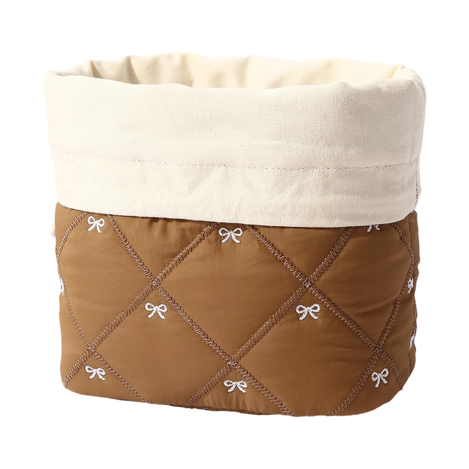 Tsophreniq Compact Yet Roomy Makeup Bag with Bowknot Embroidery Constructed From Breathable Cotton Blend for Easy Access Organization Compact Organizers
