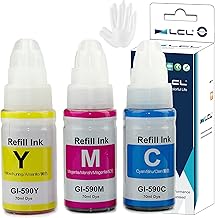 LCL GI490 GI590 Ink Compatible for Canon 590 GI-590 GI-490 Ink Bottle Multipack Compatible with Canon PIXMA G1000 G1400 G1500 G2000 G2400 G2500 G3000 G3400 G3500 G400 500 cm Cyan Magenta Yellow)