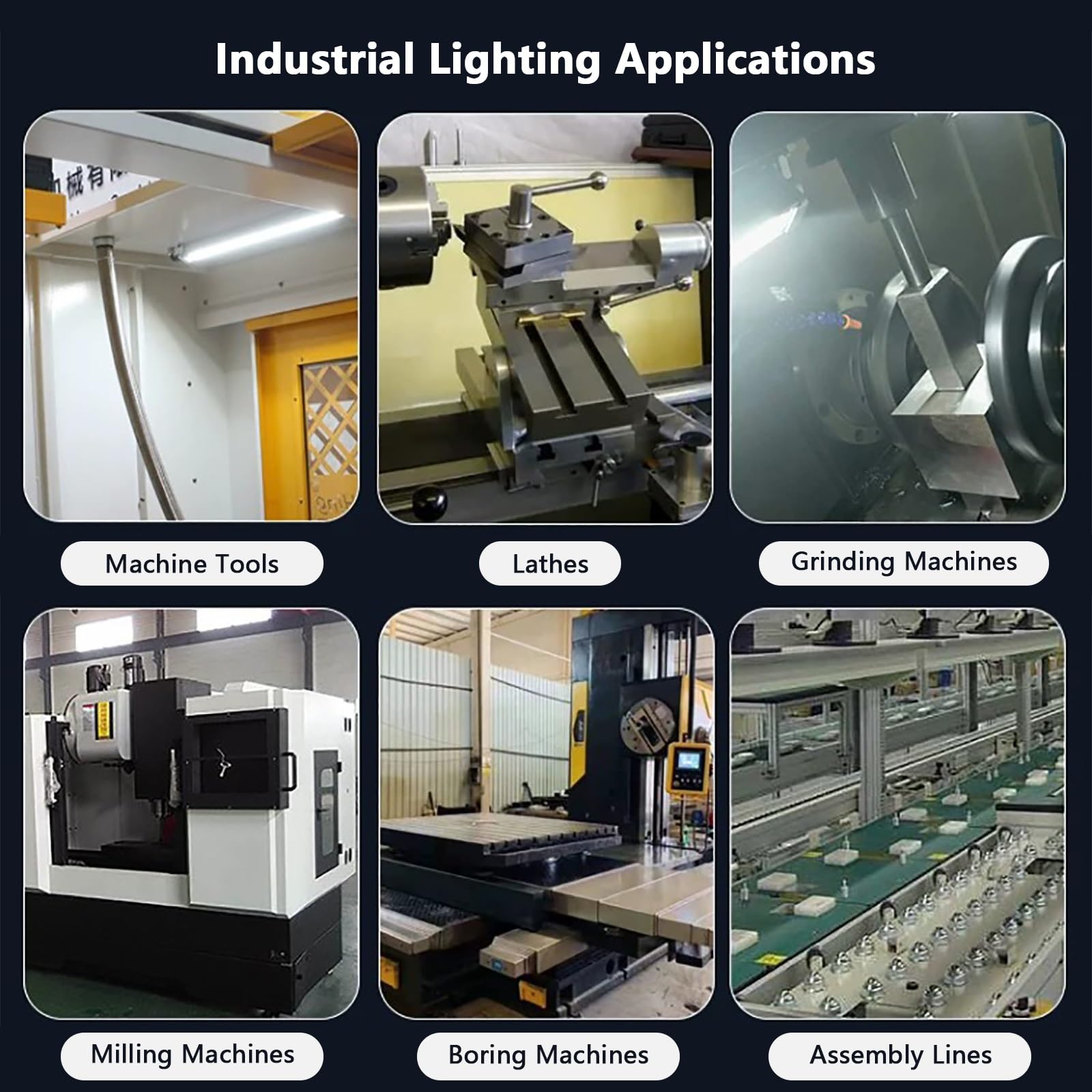Przemysłowa Lampa Rurowa, Lampa Robocza CNC 24–36 V, Oświetlenie Przemysłowe ze Stopu Aluminium do Obrabiarek i Tokarek, Uchwyt Przesuwny, Wodoodporność IP68(16W)