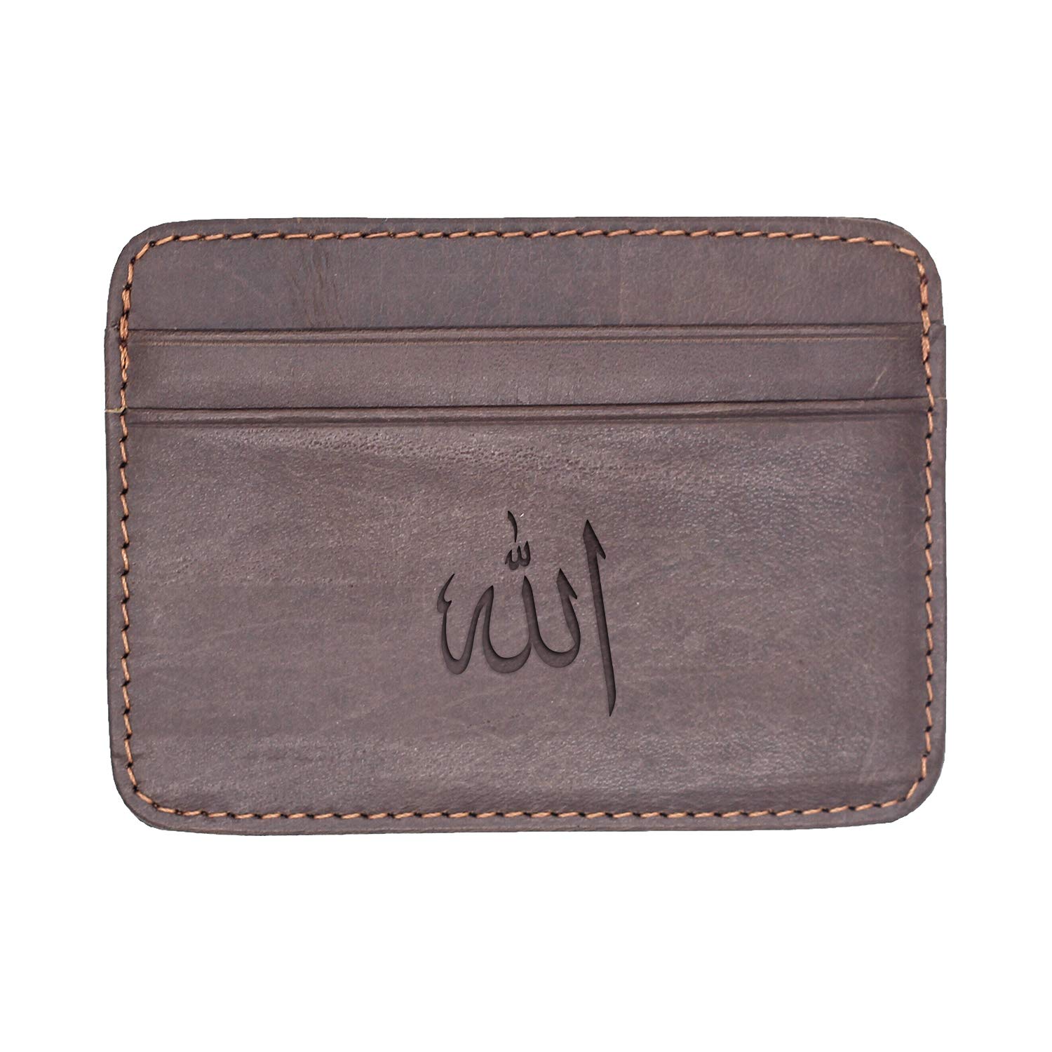 Allah Islam Arabic Muslim Symbol Jdm (Oak) Engraved Synthetic Slim Wallet/Card Holder - Handcrafted By Mastercraftsmen - A Perfect Fit For The Minimalist Lifestyle - Sleek, Efficient