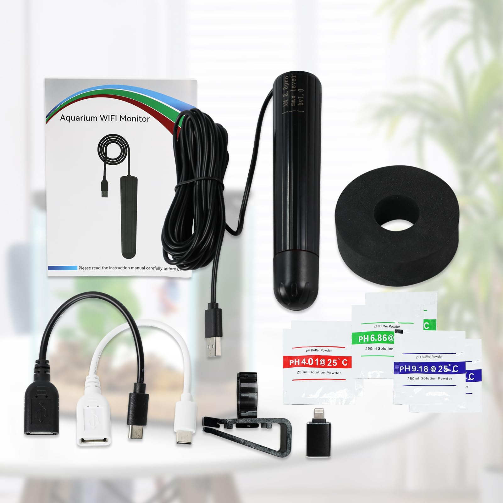 Sonde Intelligente WiFi 7-en-1 pour la Qualité de l’Eau – Surveillance en Temps Réel du pH | Température | TDS | CE | Salinité | Densité (S.G) & ORP via Application en Ligne 24/7