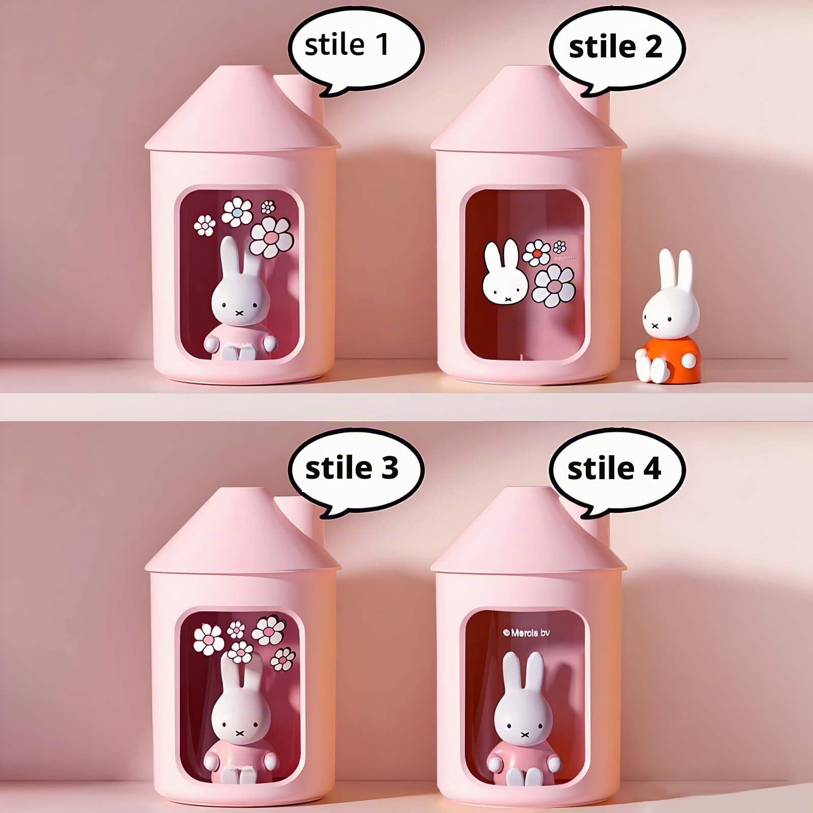 Mipow x miffy BTA700M Umidificatore a nebbia fredda per camera da letto, umidificatore silenzioso ad ultrasuoni con luce notturna, 450 ml, umidificatori a doppio spruzzo per vivaio, ufficio piante da