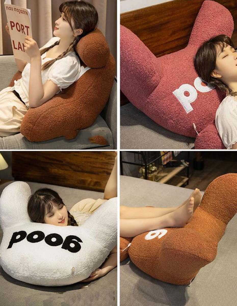 LANPEW Reading Pillow, cuscino per la schiena con braccioli, cuscino da lettura per lettura, lavoro e giochi (grigio peluche, 65 x 45