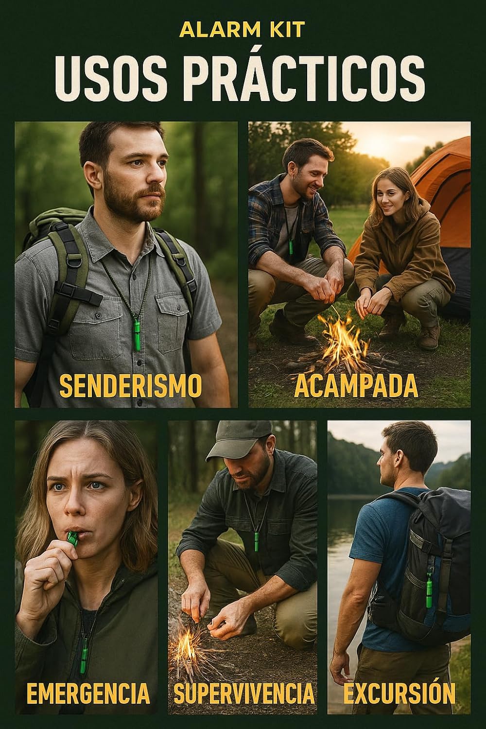 4 Silbatos de Emergencia de Aluminio con Anilla para Colgar, Silbato de Supervivencia Ligero y Resistente para Camping, Senderismo y Coche, Apito de Emergência