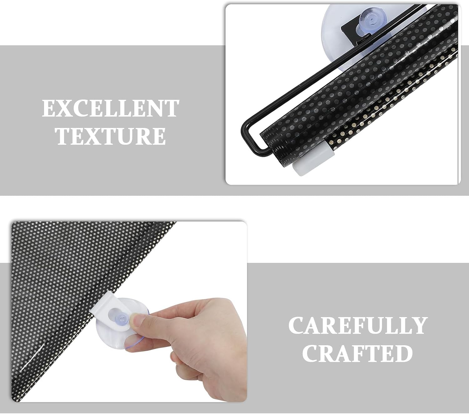 Artibetter 2pcs Suction Window Shade Roller Shades - No Drill, Adjustable Privacy Blackout Curtains, Portable Window Sun Blocker for Home, Door, Office, Car