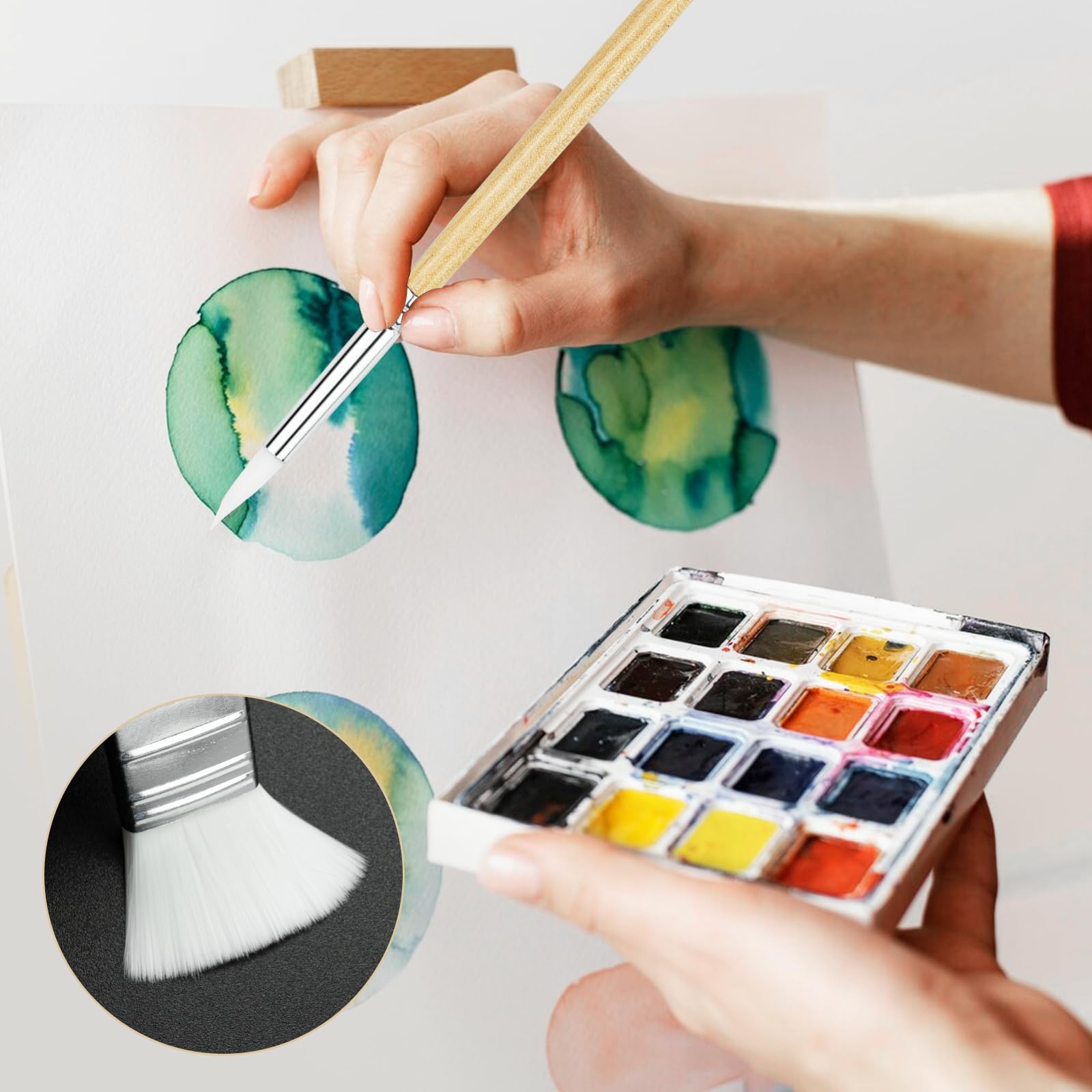 Set 6 Pennelli In Nylon Per Pittura – Acrilico, Olio, Acquerello, Guazzo, Manico In Legno, Ideale Per Artisti E Principianti