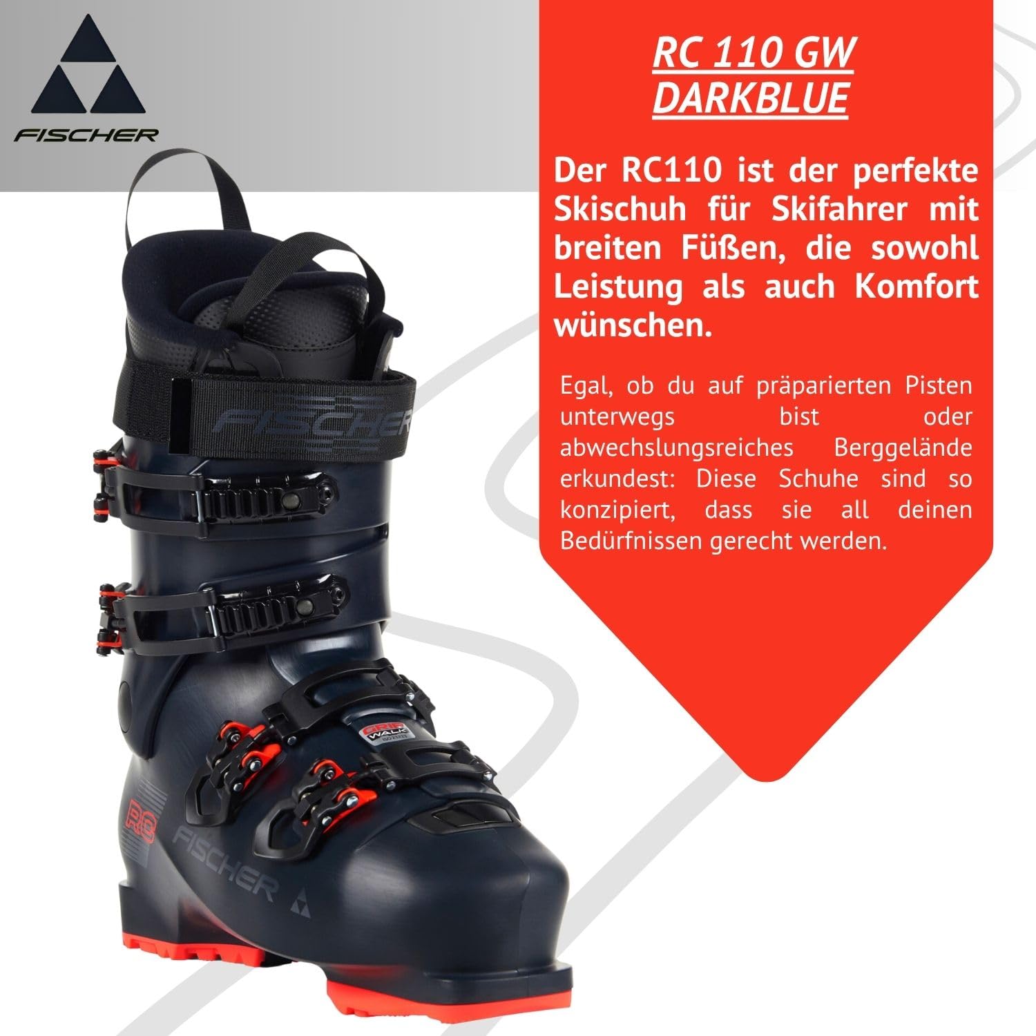 Fischer Skischuhe Skistiefel Alpinskischuhe Alpin-Skistiefel Alpinstiefel RC One 11.0 - Flex 110 - Modell 2024 - On Piste Allmountain - für fortgeschrittene bis Gute Fahrer