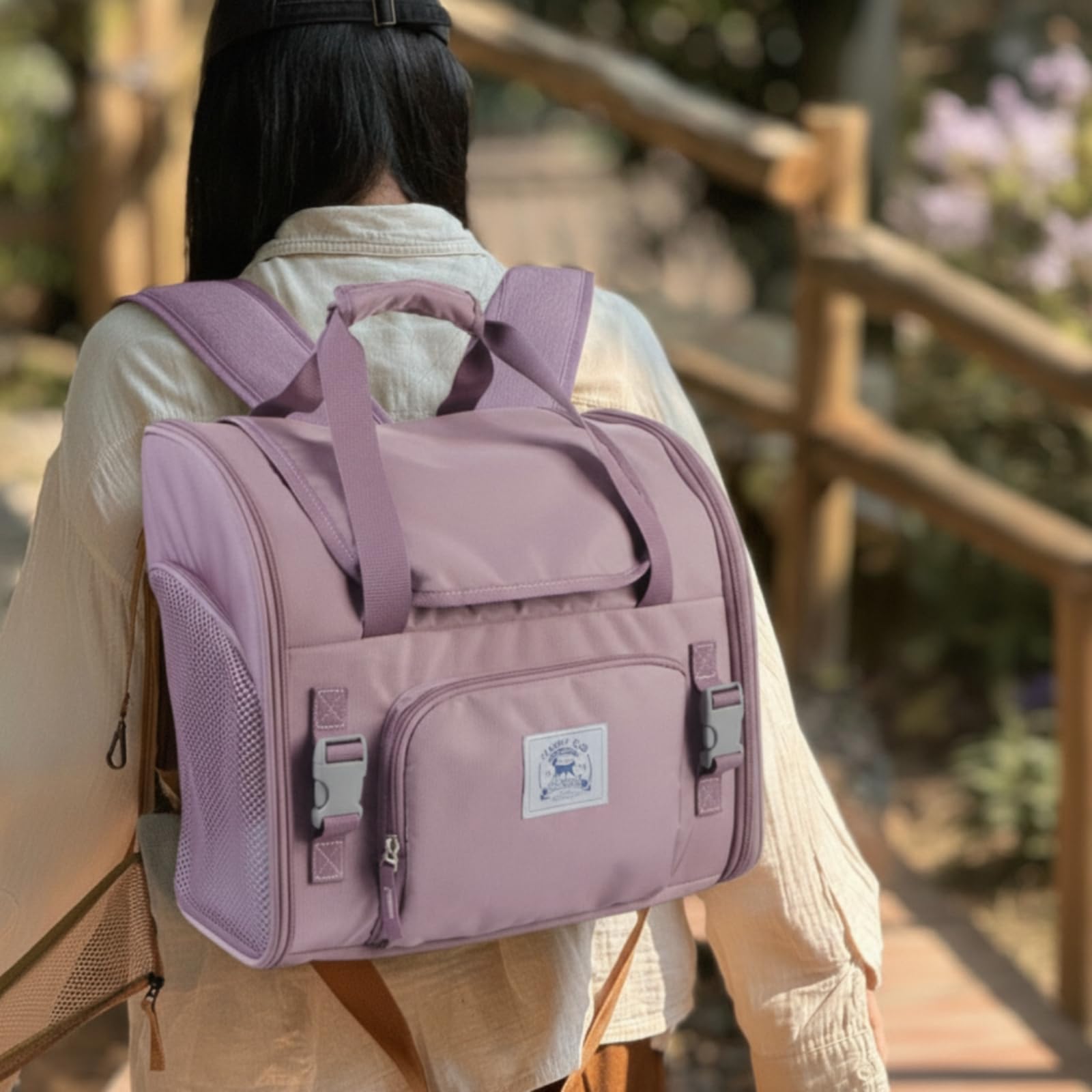 Zaino Trasportino per Animali Domestici Zaino Borsa Pet Carrier Espandibile con Comodo Spazio Tridimensionale E, 紫色双肩款, Zaino Per Animali Domestici Con Spallacci, Modello Medio