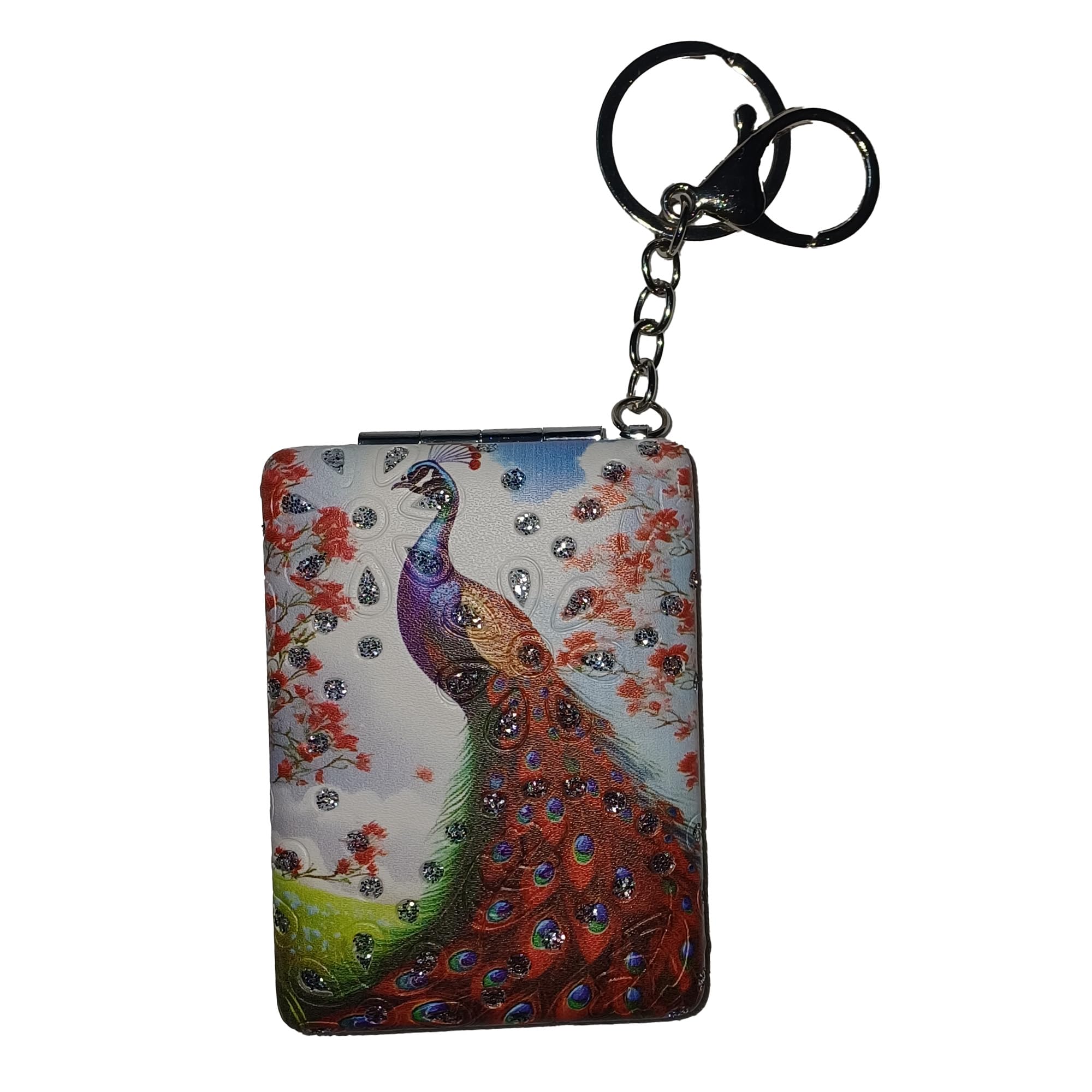 FRONTEX New Rectangle Shape Touch up Mirror | 1x and 2X Magnifying | Compact Size Pocket and Handbag Friendly| Keychain Attached-image-1