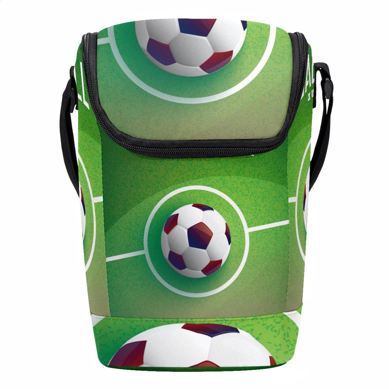 Bolsa de almuerzo de fútbol portacomidas impermeable con cremallera para niños y adultos