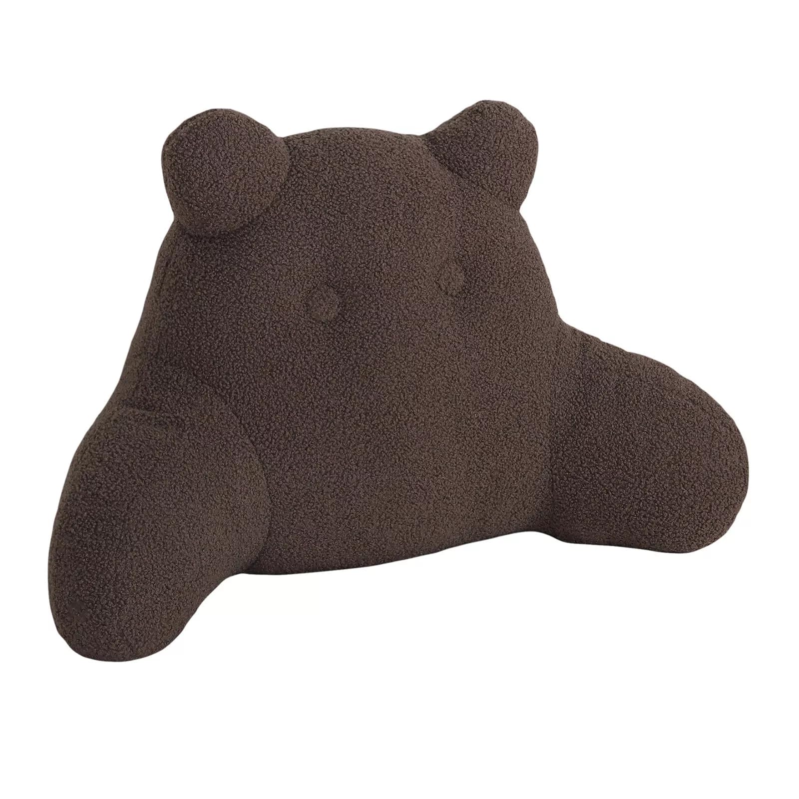 Large Reading Pillow with Arms - Velvet, Detachable Cover, Back & Lumbar Support for Bed, Sofa, Floor (30x18 Inches) (Brown)