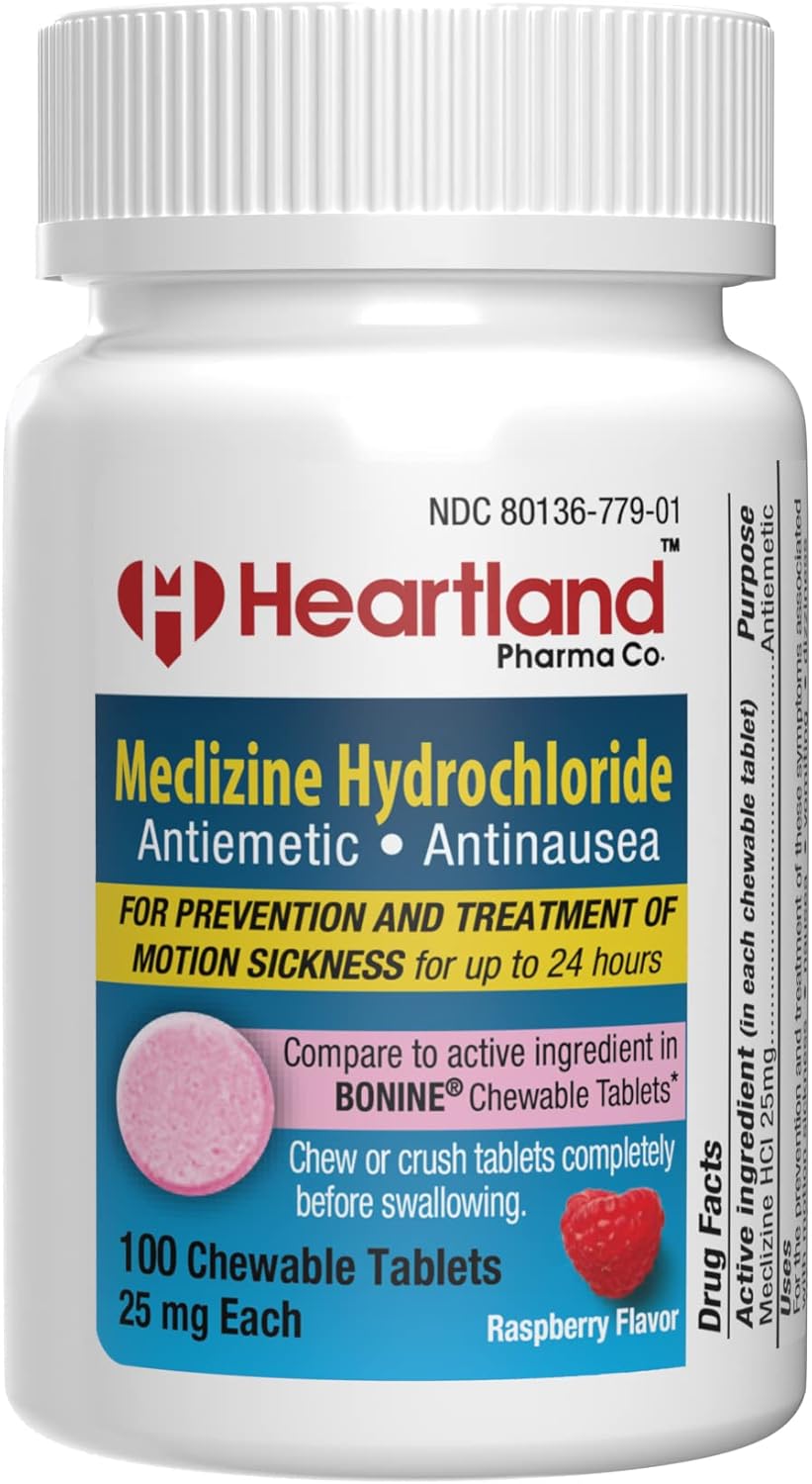 Heartland Pharma Meclizine Chewable 25mg - Travel and M