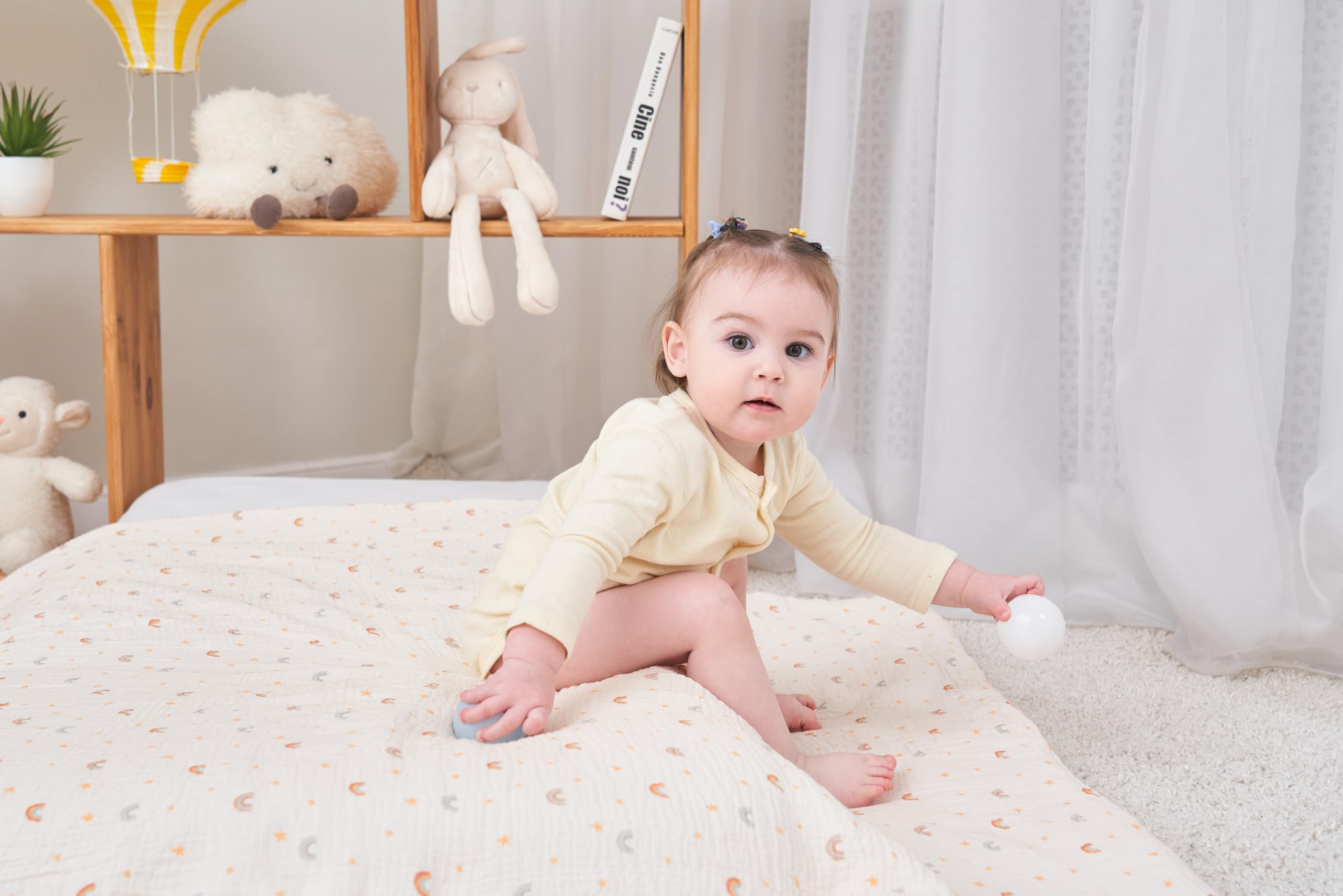 Manta Cuna Bebe Suave De Algodón Muselina Oeko Tex para Recien Nacidos Y Niños - 75x100 Cm- Edredon De Cuna 60x120 Cm - Manta Criança para Cama Infantil - Mantita Bebe- Arrullo para Verano E Invierno