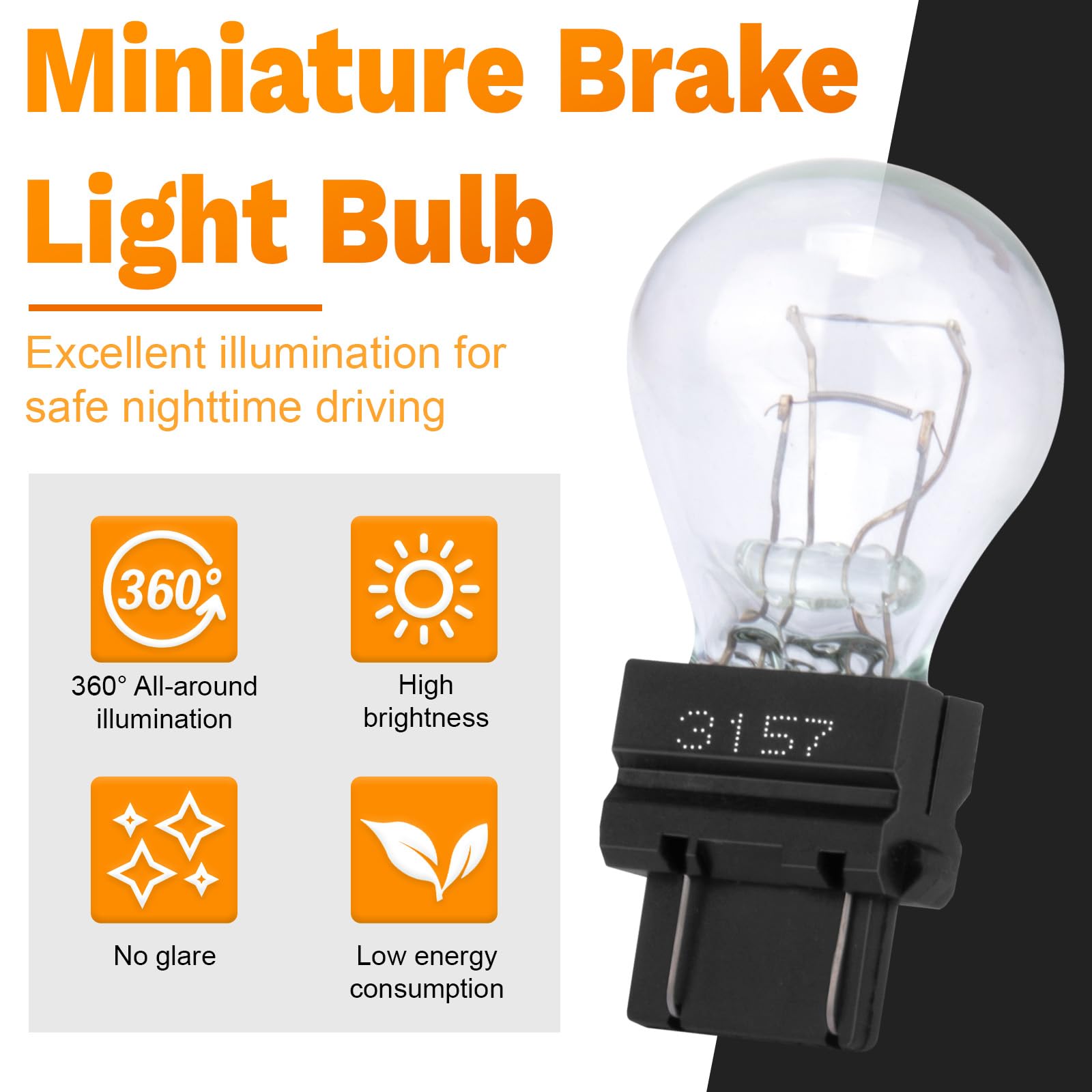 10 PCS 3157 Tail Light Bulb Miniature 4157 Brake Light Bulb Waterproof 3157 4157 Turn Signal Bulb Automotive — view 4