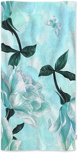 Toallas de mano oFloral con diseño de peces azules y rojos de colores abstractos bonitas y a rayas suaves cómodas superabsorbentes para baño cocina