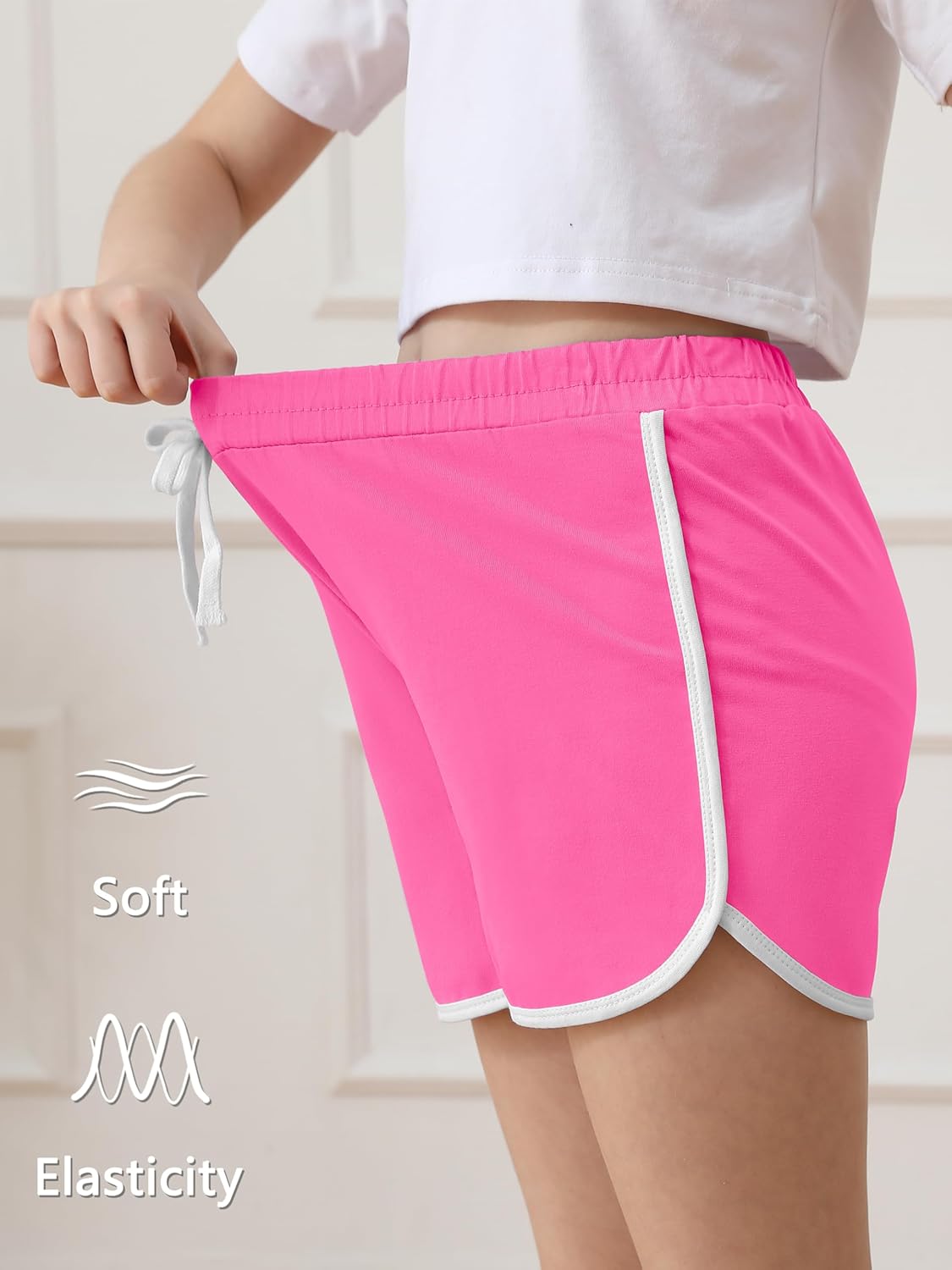 Resinta 5 Packs Girls Cotton Athletic Shorts Active Running Shorts Toddler Summer Shorts Dolphin Yoga Shorts