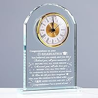 YWHL Crystal Glass Clock 2025 Graduation Gift for Her Him - Elegant High School College Masters PHD for Women Men Daughter Son